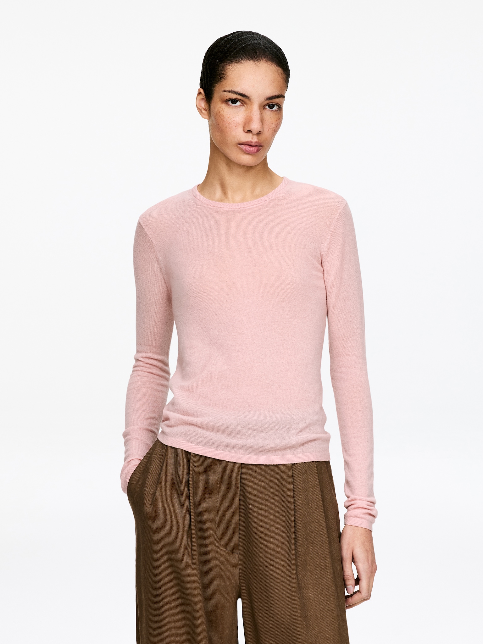 Pull en pur cachemire - Rose/gris/Noir - 1
