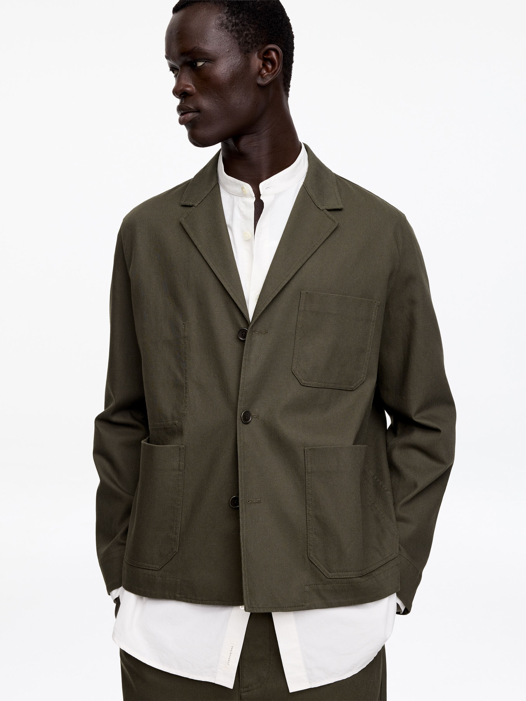 Blazer relajado de algodón y lino - Verde caqui - Corte relajado - Men - StillMedia/Lookbook - 3