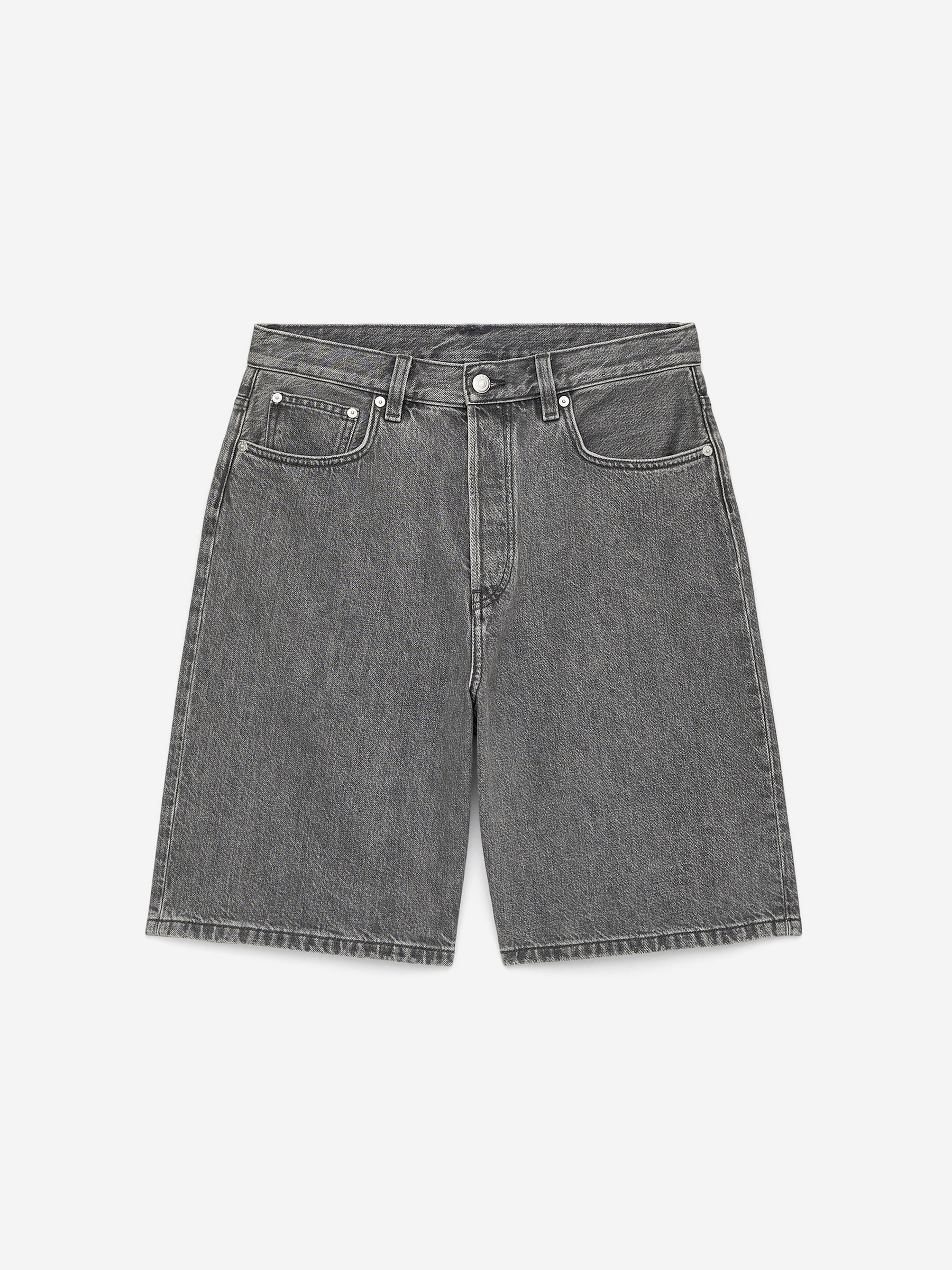 Relaxed Denim Shorts-#A2A3A3-15400