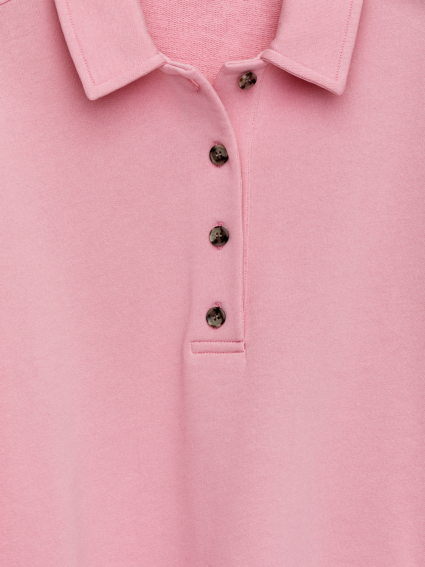 French Terry Polo Shirt - Pink - Loose fit - Women - StillMedia/DescriptiveDetail - 1