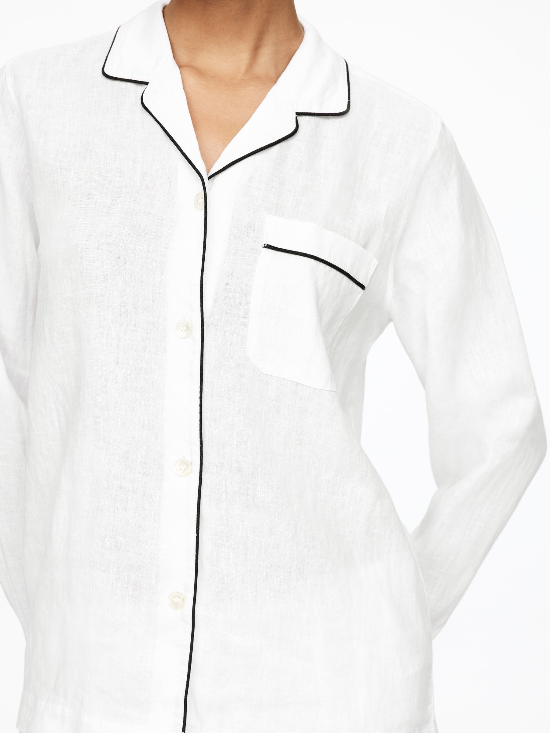 Linen Pyjama Shirt - White - Regular fit - Women - StillMedia/Lookbook - 3