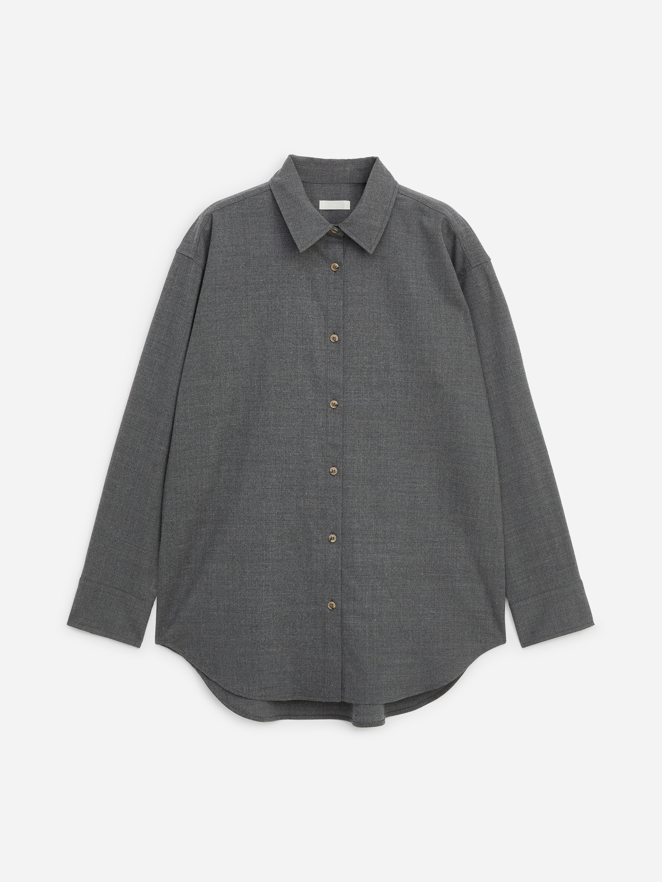 Camicia in flanella di misto lana - Grigio scuro mélange/Marrone scuro