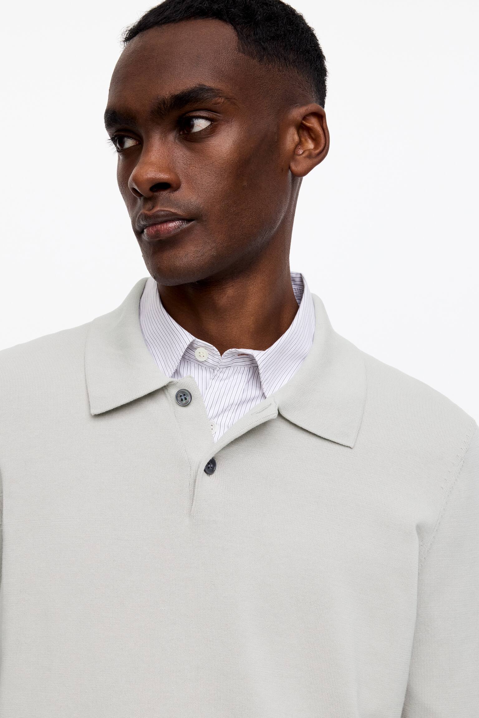 Polo en coton - Taupe clair/Marron foncé - 3