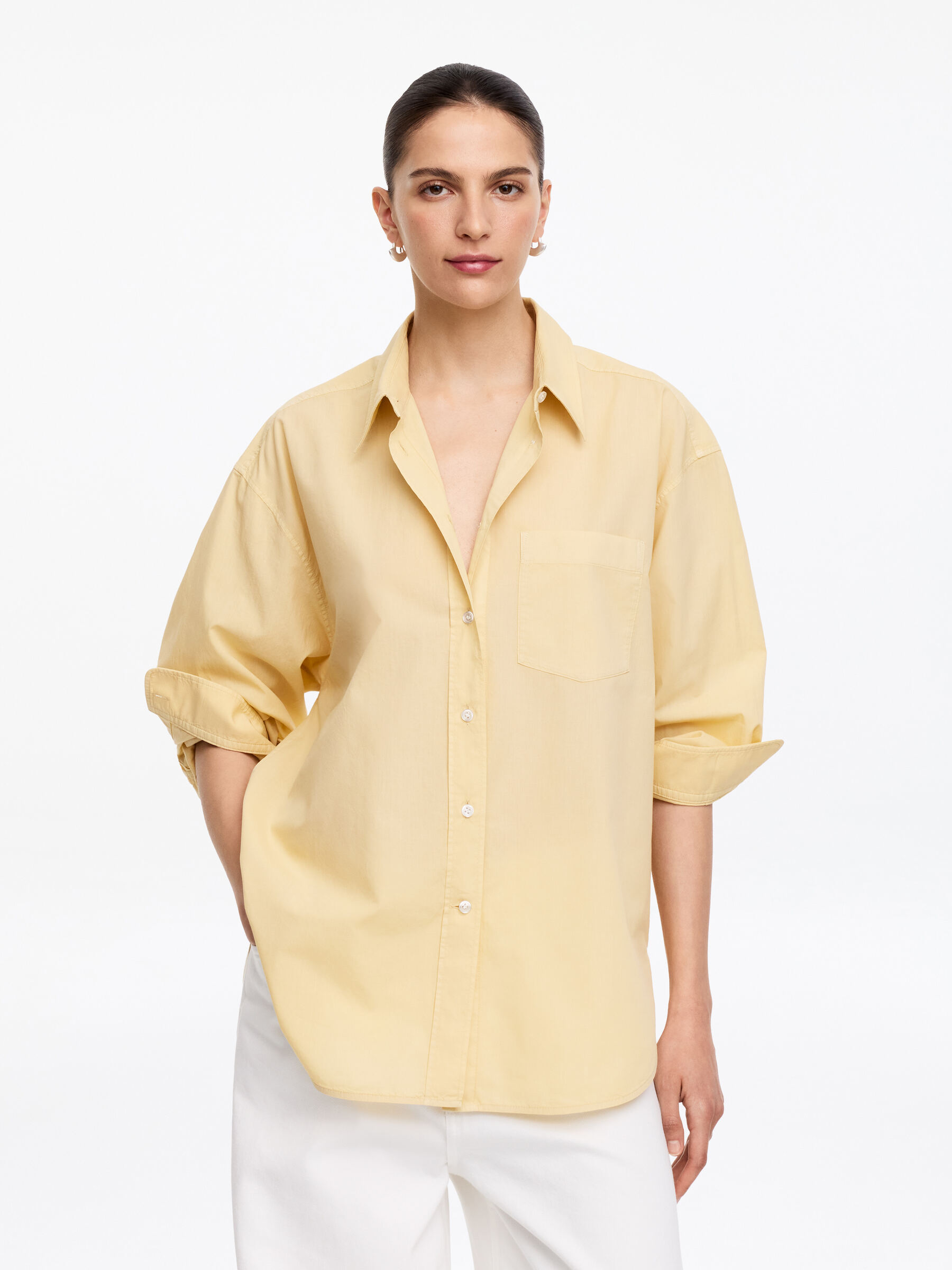 Cotton Poplin Shirt-#D2C594-19525