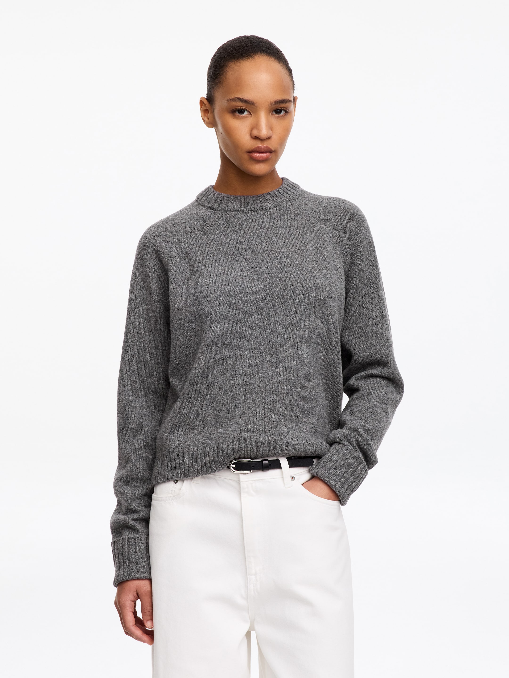 Folded Sleeve Wool Jumper - Grey - Regular fit - women - StillMedia/Lookbook - 6