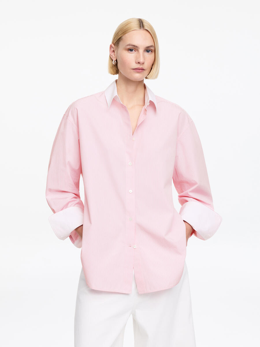 ARKET Women's  Relaxed-Fit Poplin Shirt Pink,  size 42