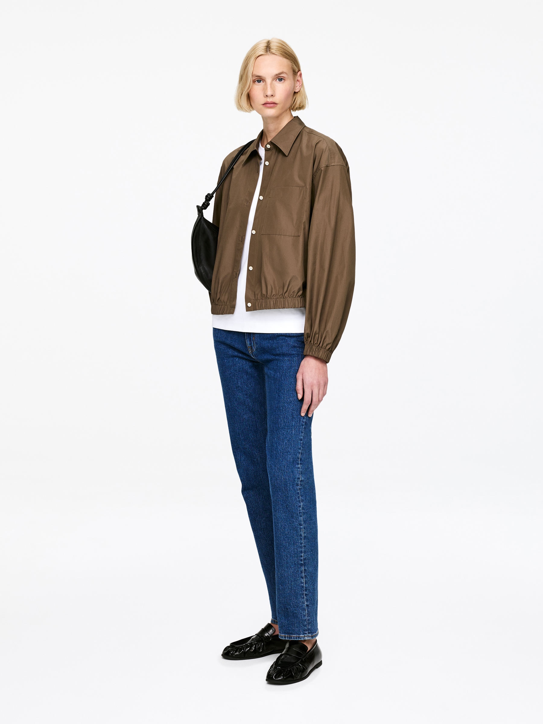 Cropped Cotton Shirt - Brown - Regular fit - Women - StillMedia/Lookbook - 6