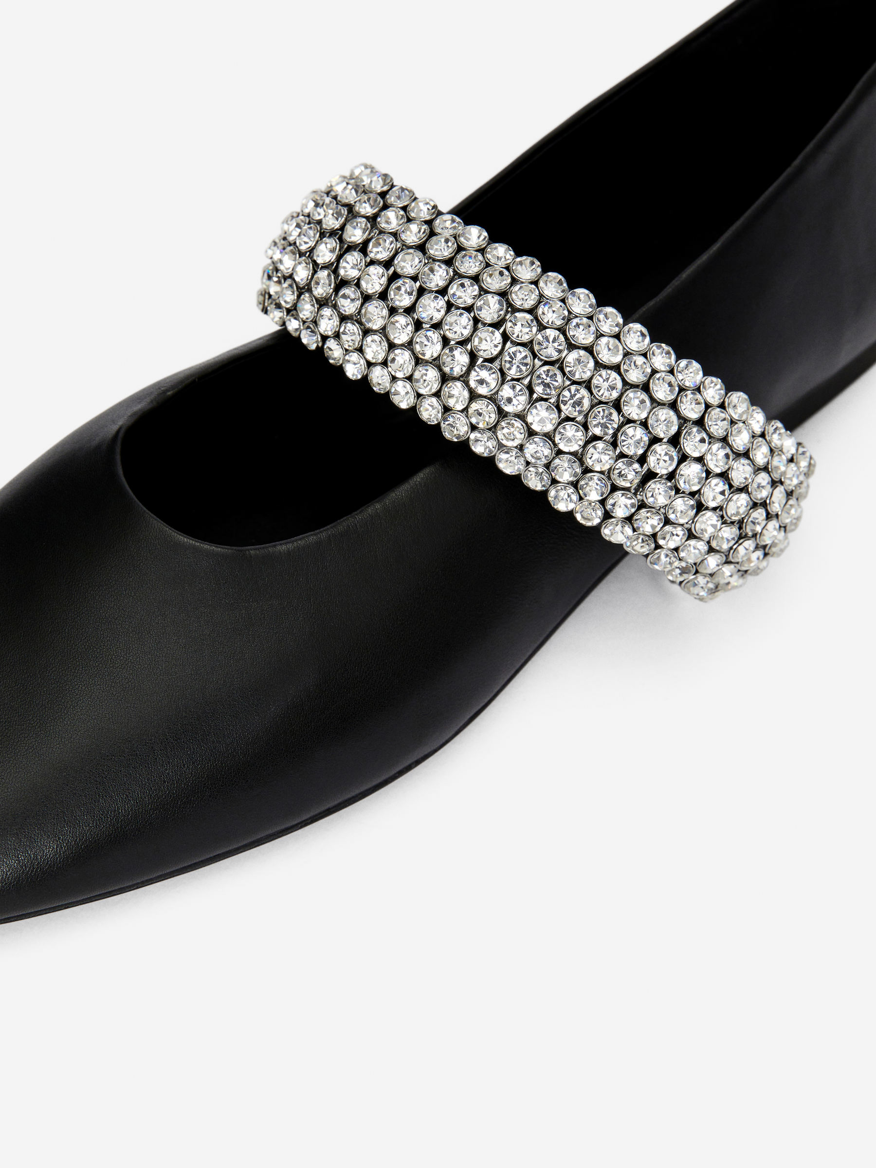 Rhinestone Leather Flats - Black - Women - StillMedia/DescriptiveDetail - 6