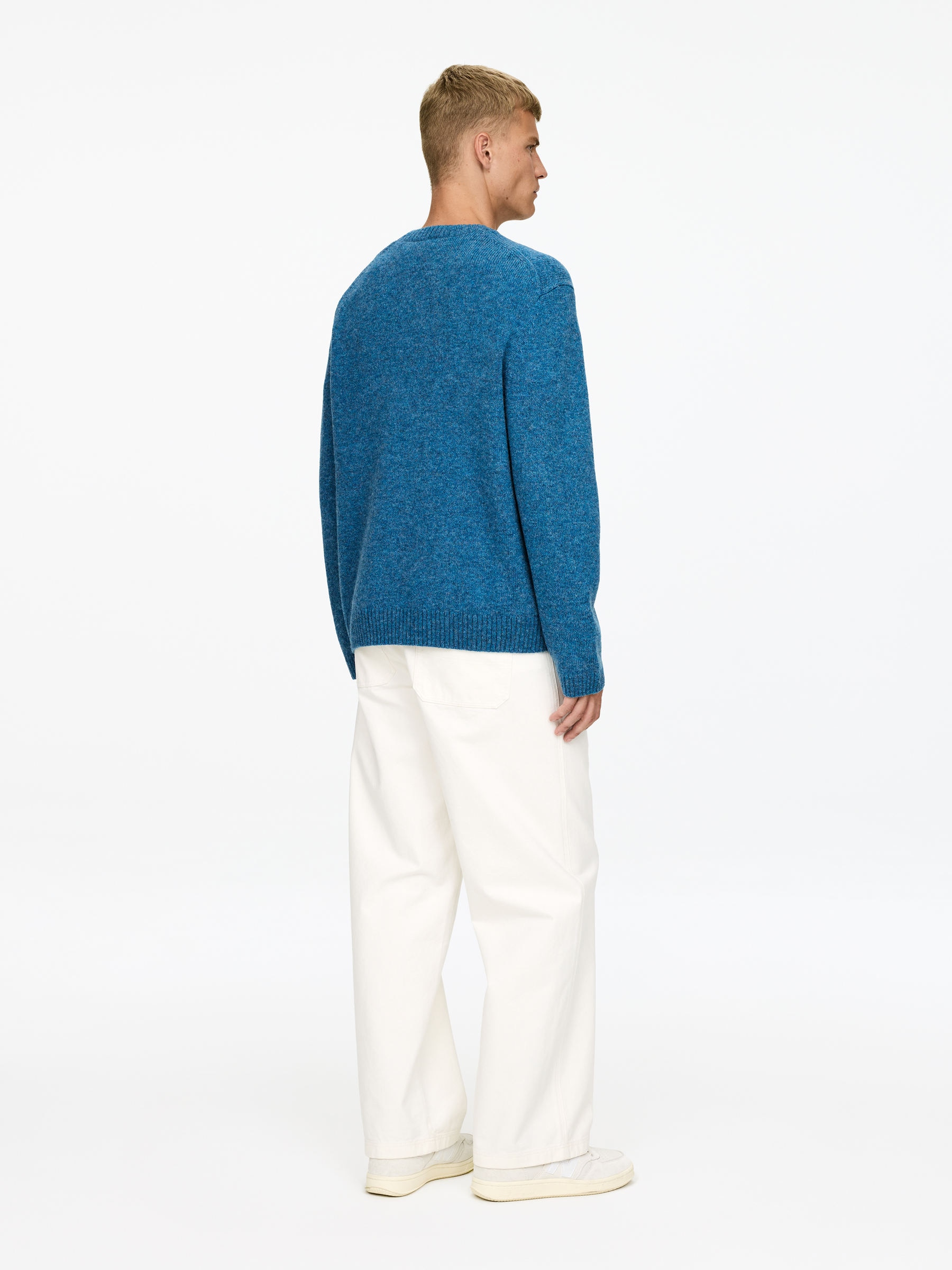 Crew-Neck Wool Jumper - Blue Melange - Regular fit - Men - StillMedia/Lookbook - 6