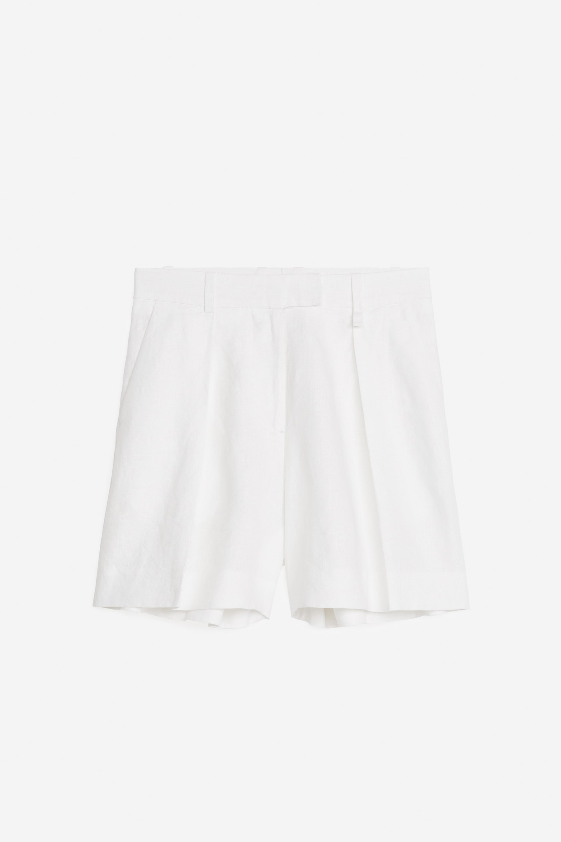 View larger image: High Waist Linen Shorts - White - Ladies | H&M GB 1