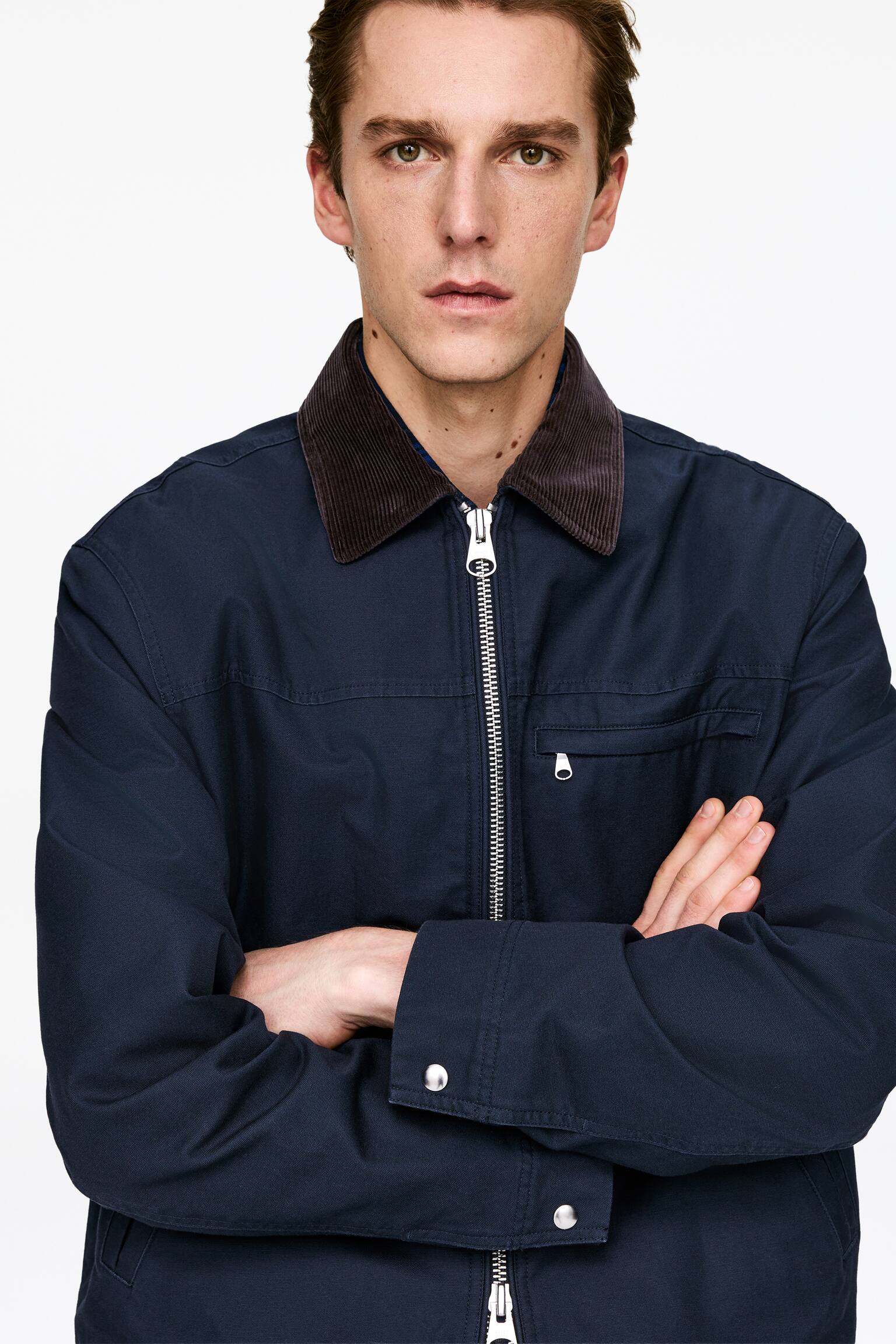 Veste en toile de coton - Bleu foncé/Noir - 5