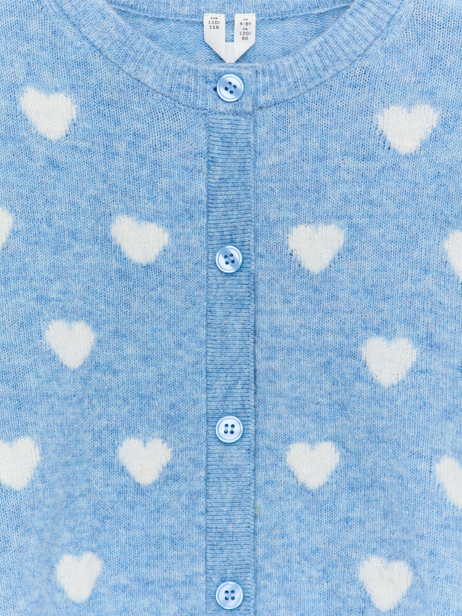 Wool-Alpaca Blend Cardigan - Blue/White Hearts - Oversized - Children - StillMedia/DescriptiveDetail - 2