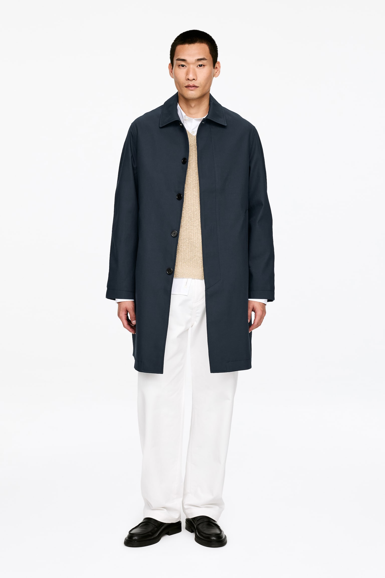 Pardessus décontracté en coton - Bleu foncé - 1