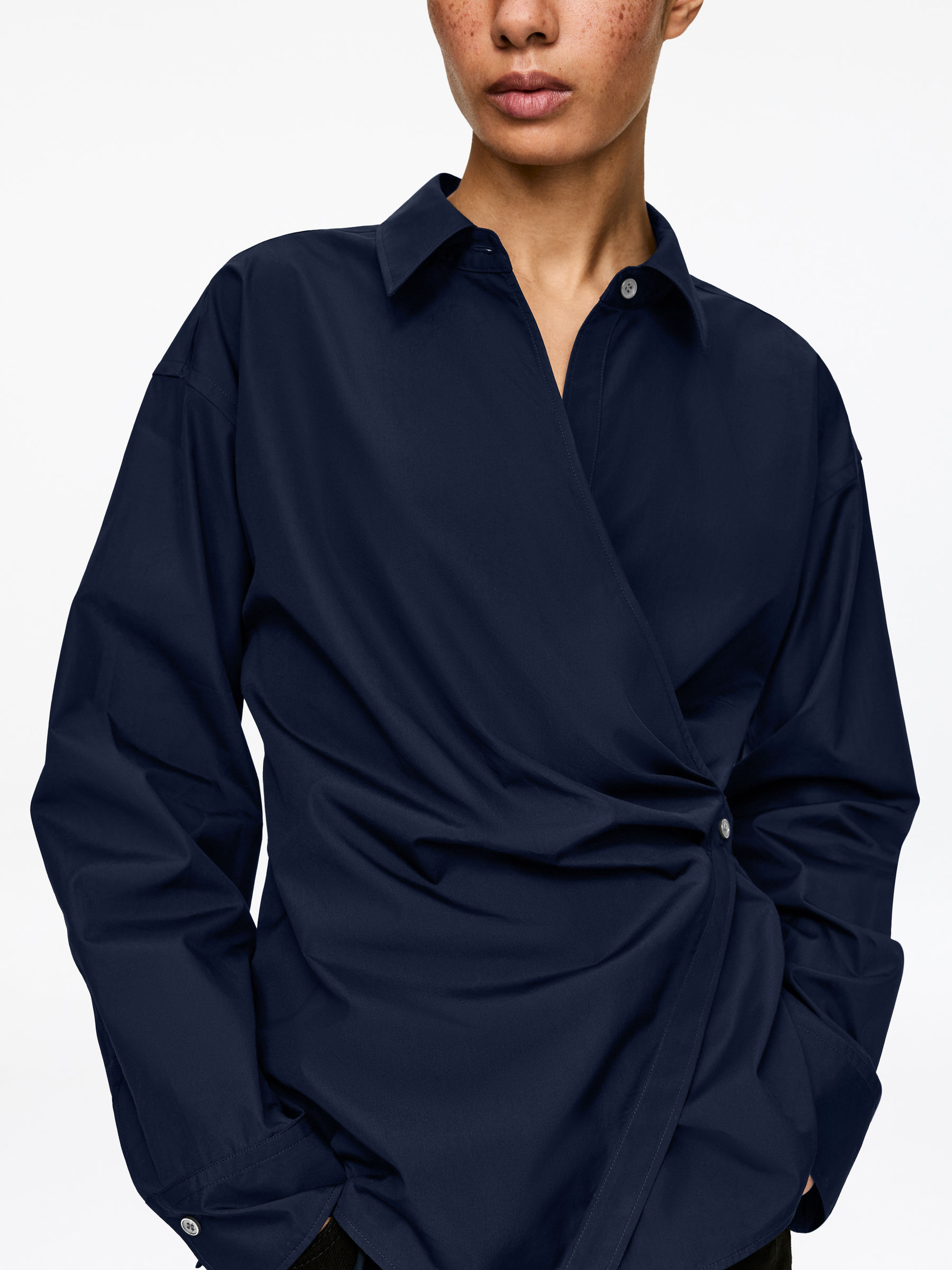 Omlottskjorta - Mörkblå - Slim fit - Women - StillMedia/Lookbook - 3