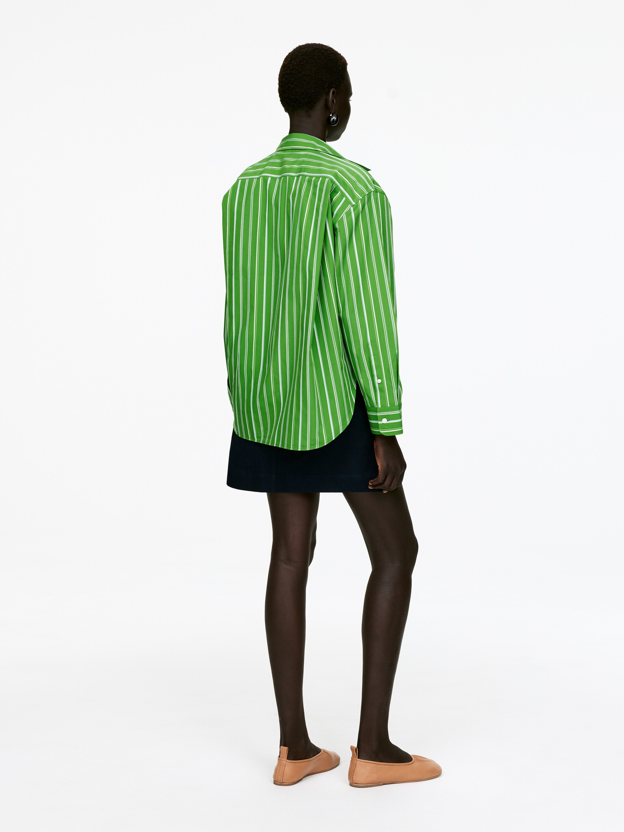 Grotere afbeelding bekijken: Relaxed Poplin Shirt - Groen/gestreept - DAMES | H&M BE 3
