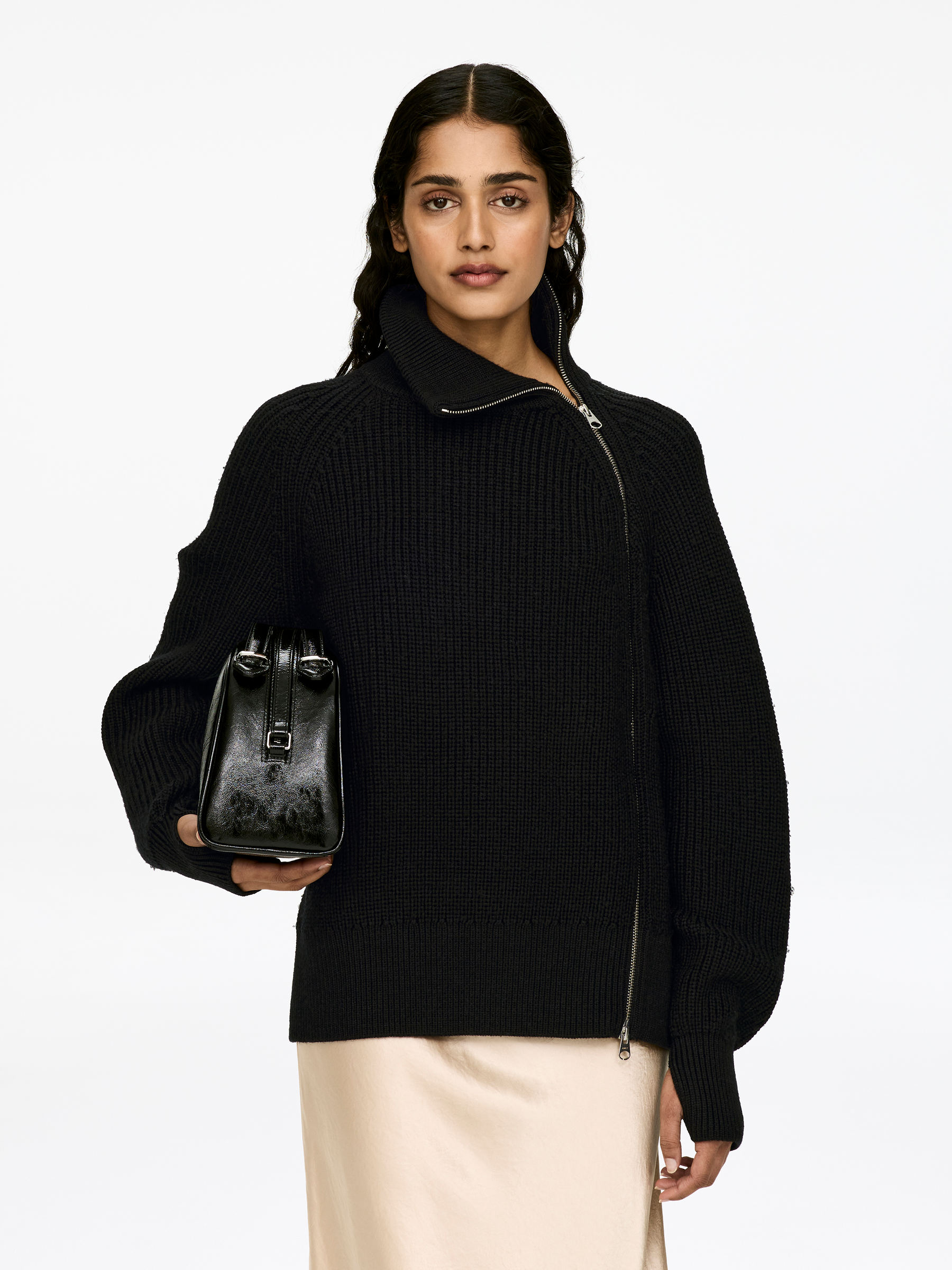 Wool-Blend Zip Cardigan-#272627-16634