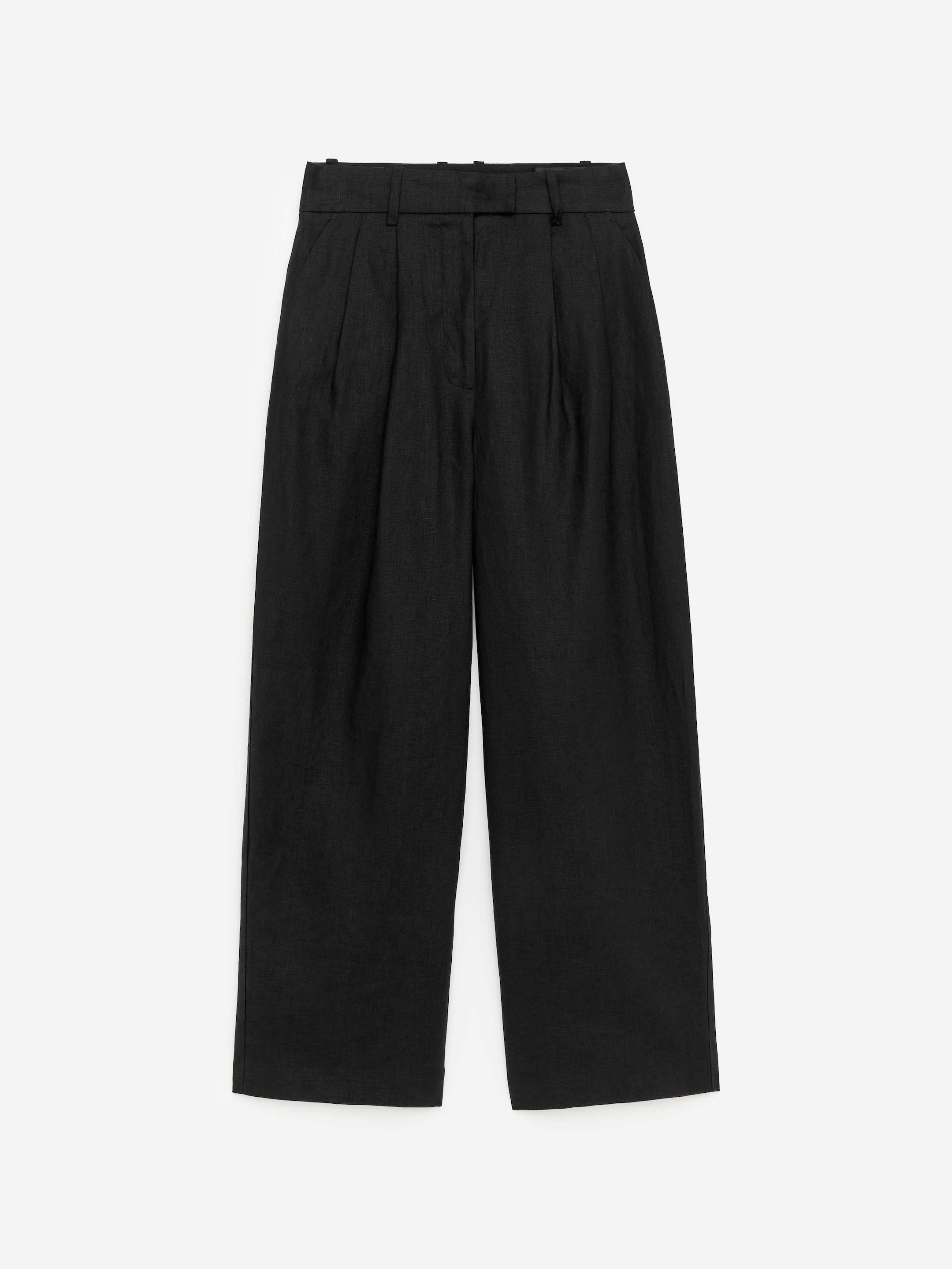Tailored Linen Trousers-Black-18661