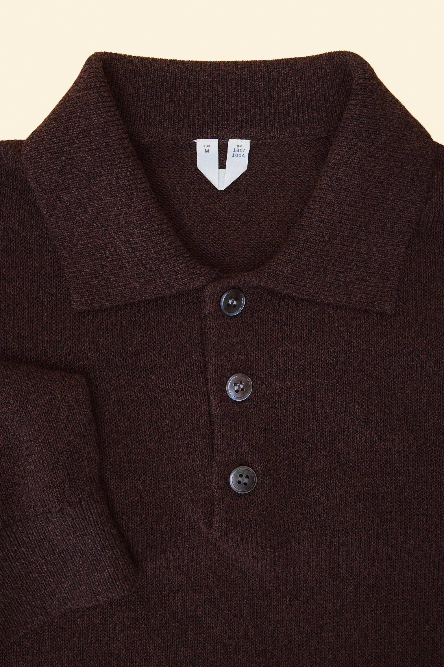 Polo shirt i bomull - Mörkbrun/Ljus mullvad - 4