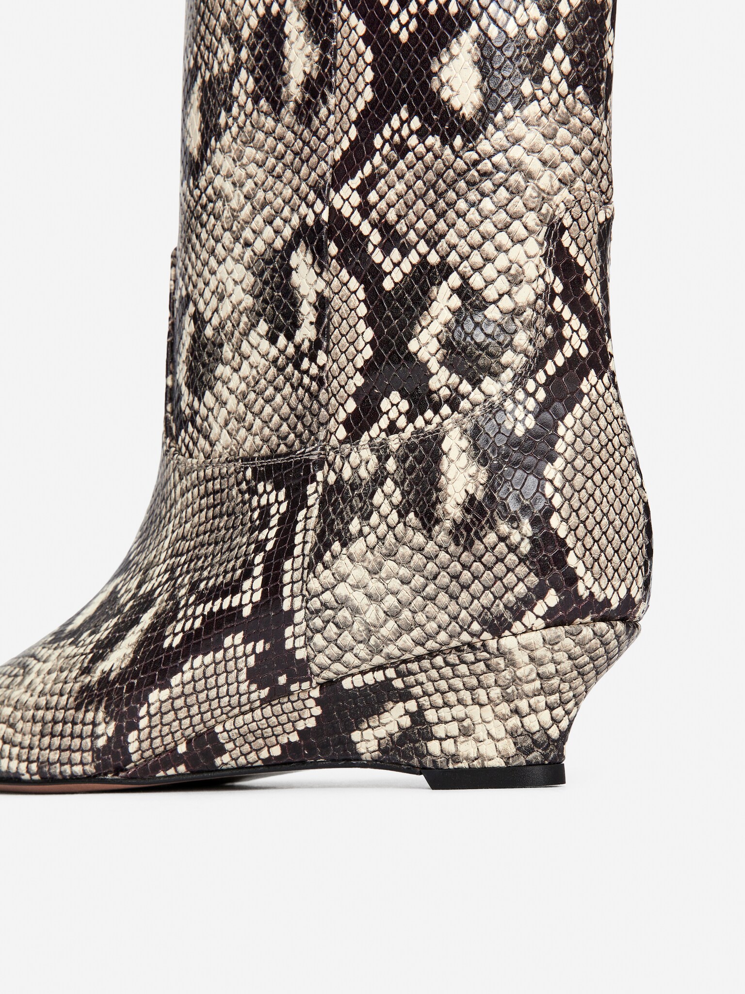 Bottes en cuir à talon compensé - Beige/Noir - 7