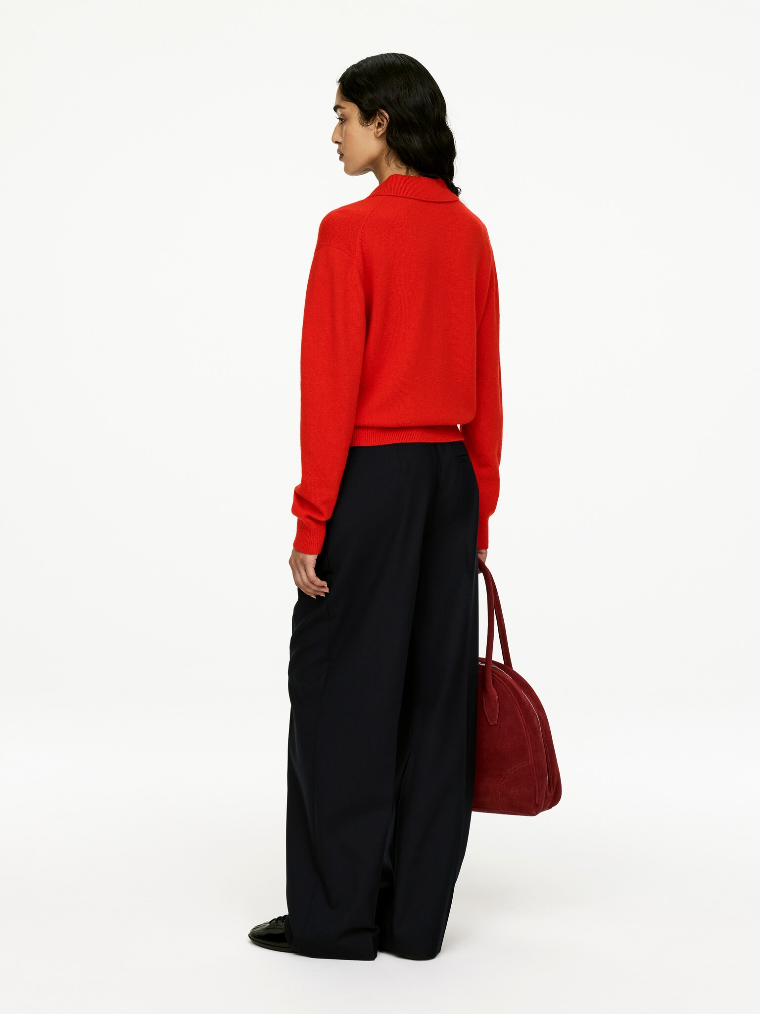 Pull polo en laine - Rouge/Gris foncé - 6
