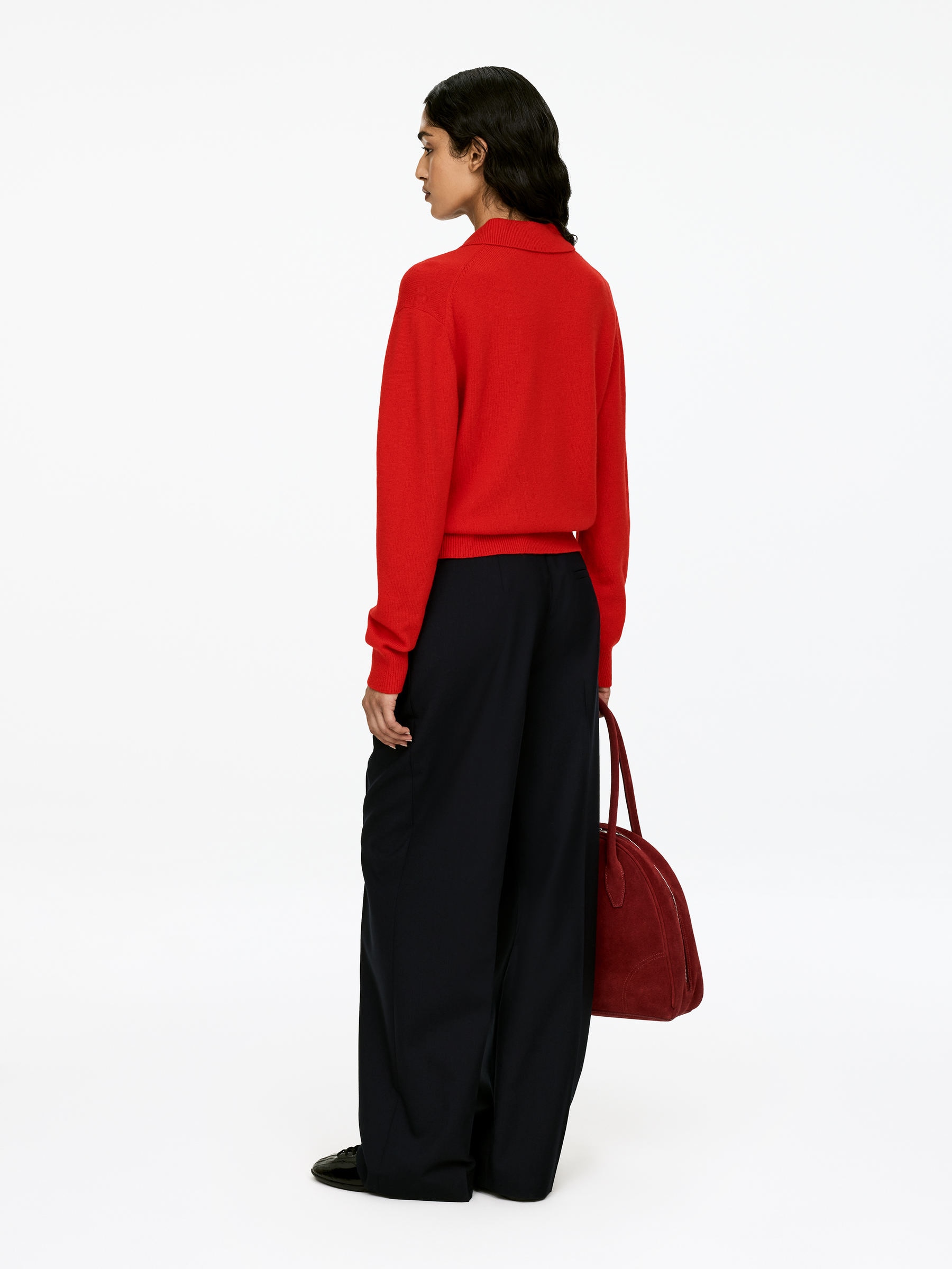 Polopullover aus Wolle - Rot - Loose Fit - Damen - StillMedia/Lookbook - 4