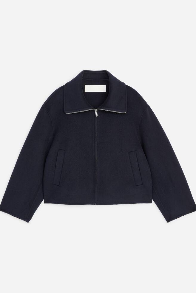 Dubbelzijdig jasje van een wolmix - Marineblauw - 1