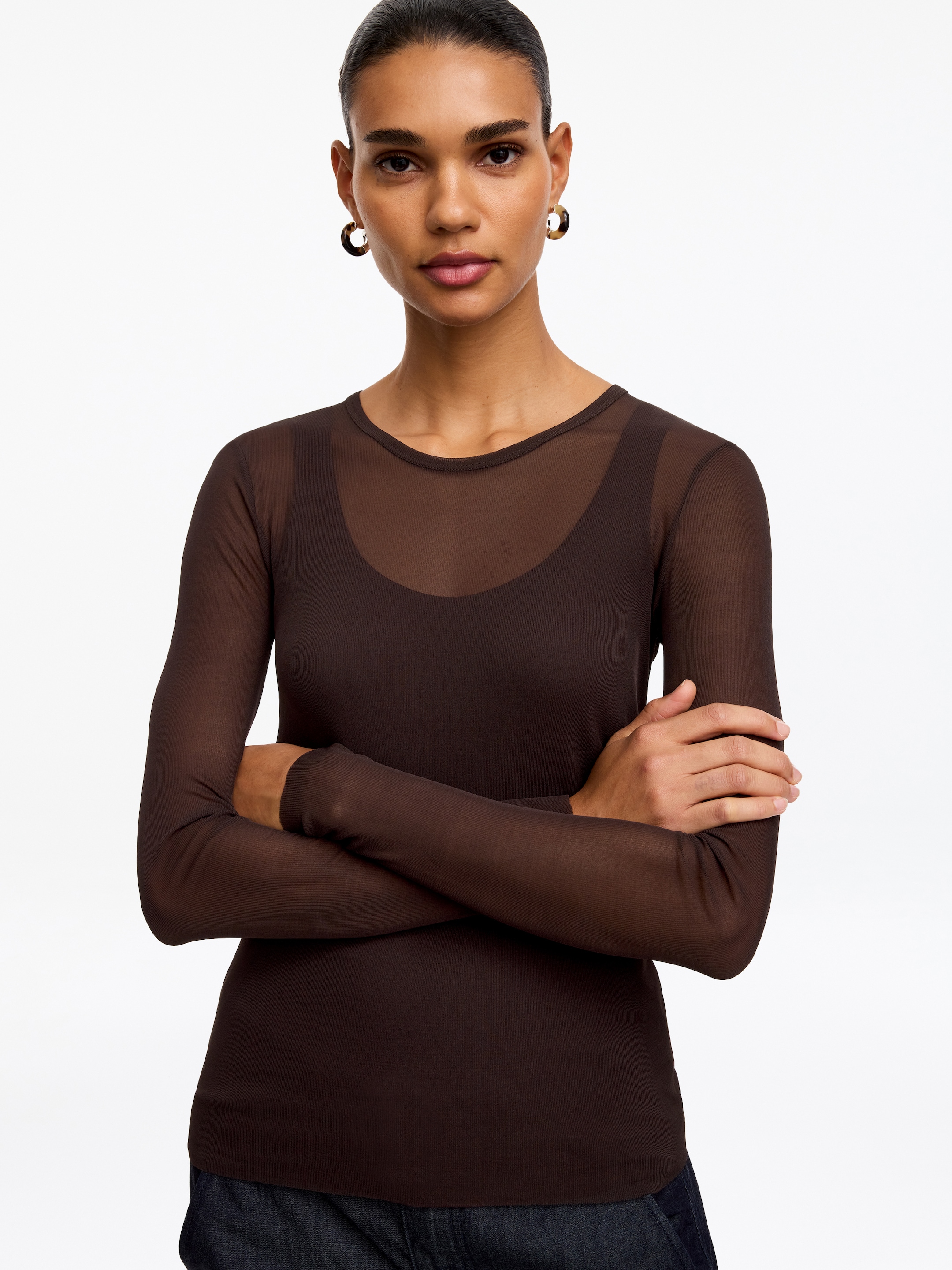 Slim Silk Top - Brown - Slim fit - women - StillMedia/Lookbook - 5