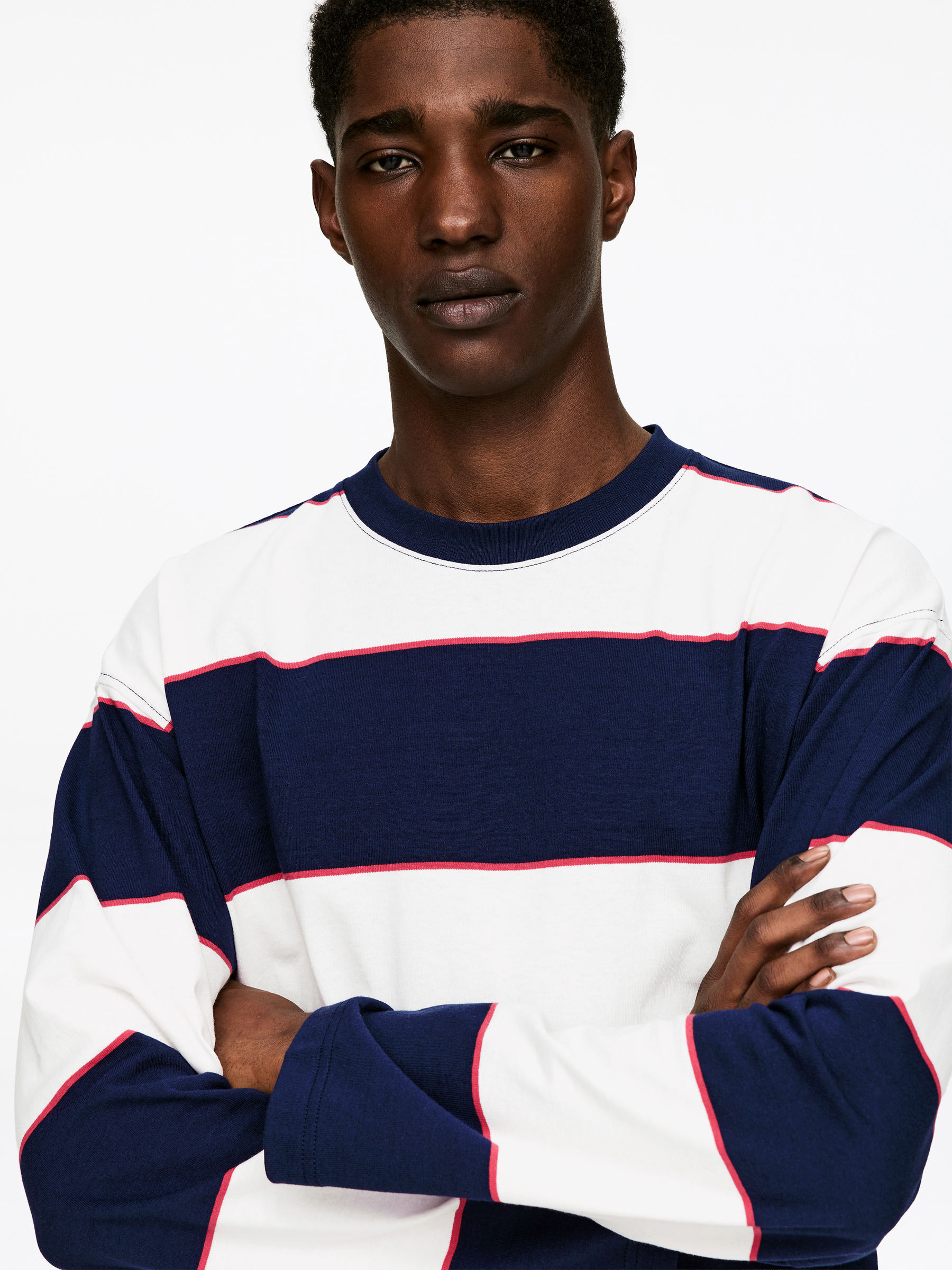 Långärmad t-shirt - Off-white/blå/röd - Relaxed fit - Men - StillMedia/Lookbook - 2