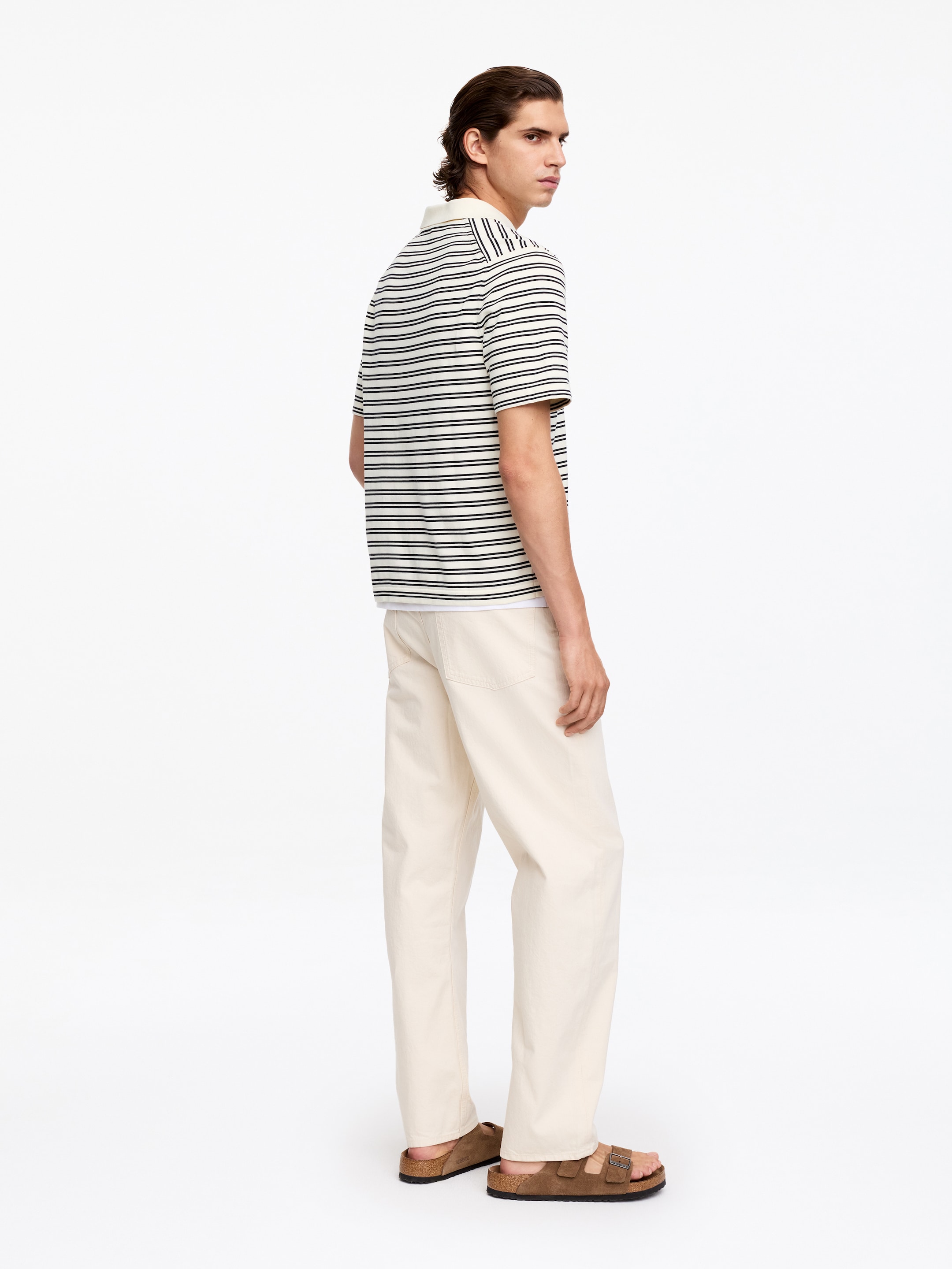 Polo en maille fine - Blanc cassé/Rayé - Regular fit - Homme - StillMedia/Lookbook - 3