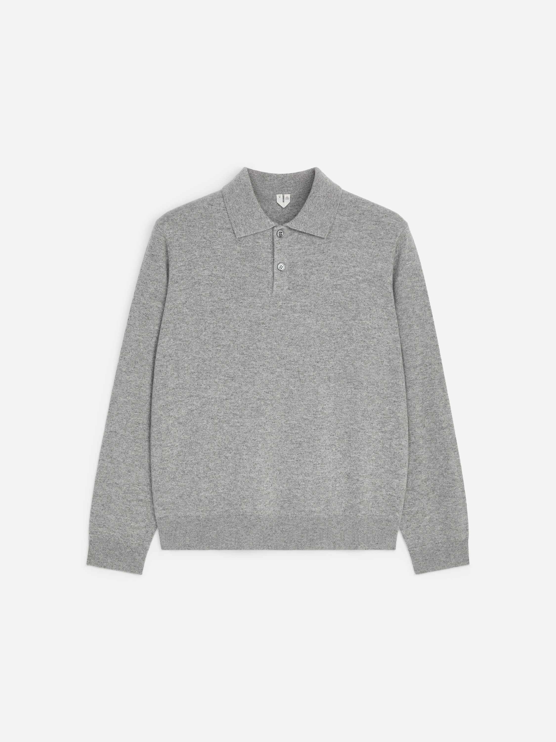 Polo in puro cashmere con lavorazione a maglia - Grigio/Blu scuro