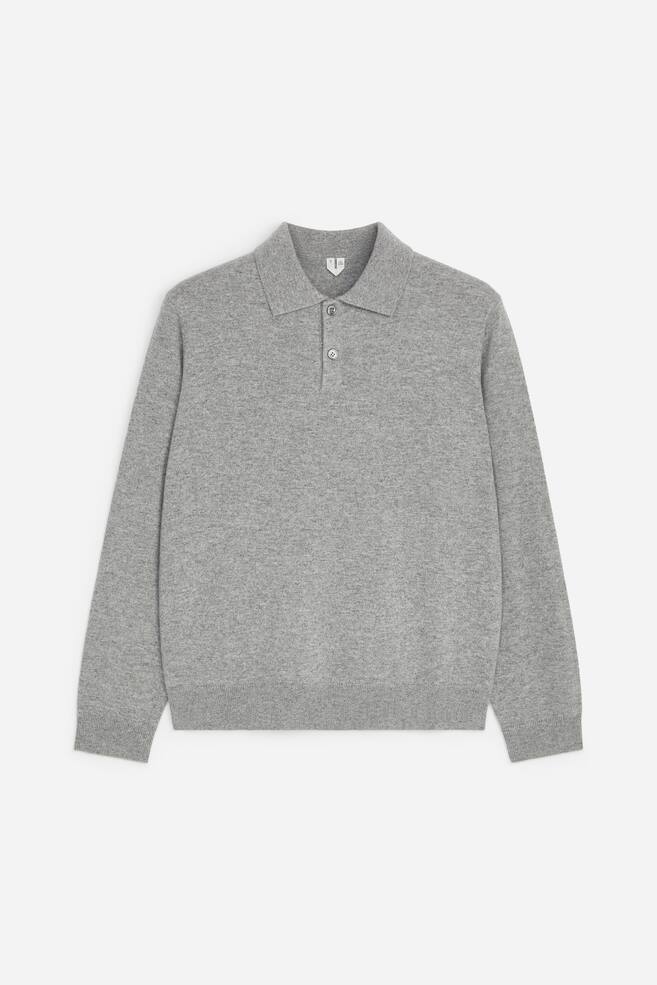 Strick-Poloshirt aus reinem Kaschmir - Grau/Dunkelblau - 1