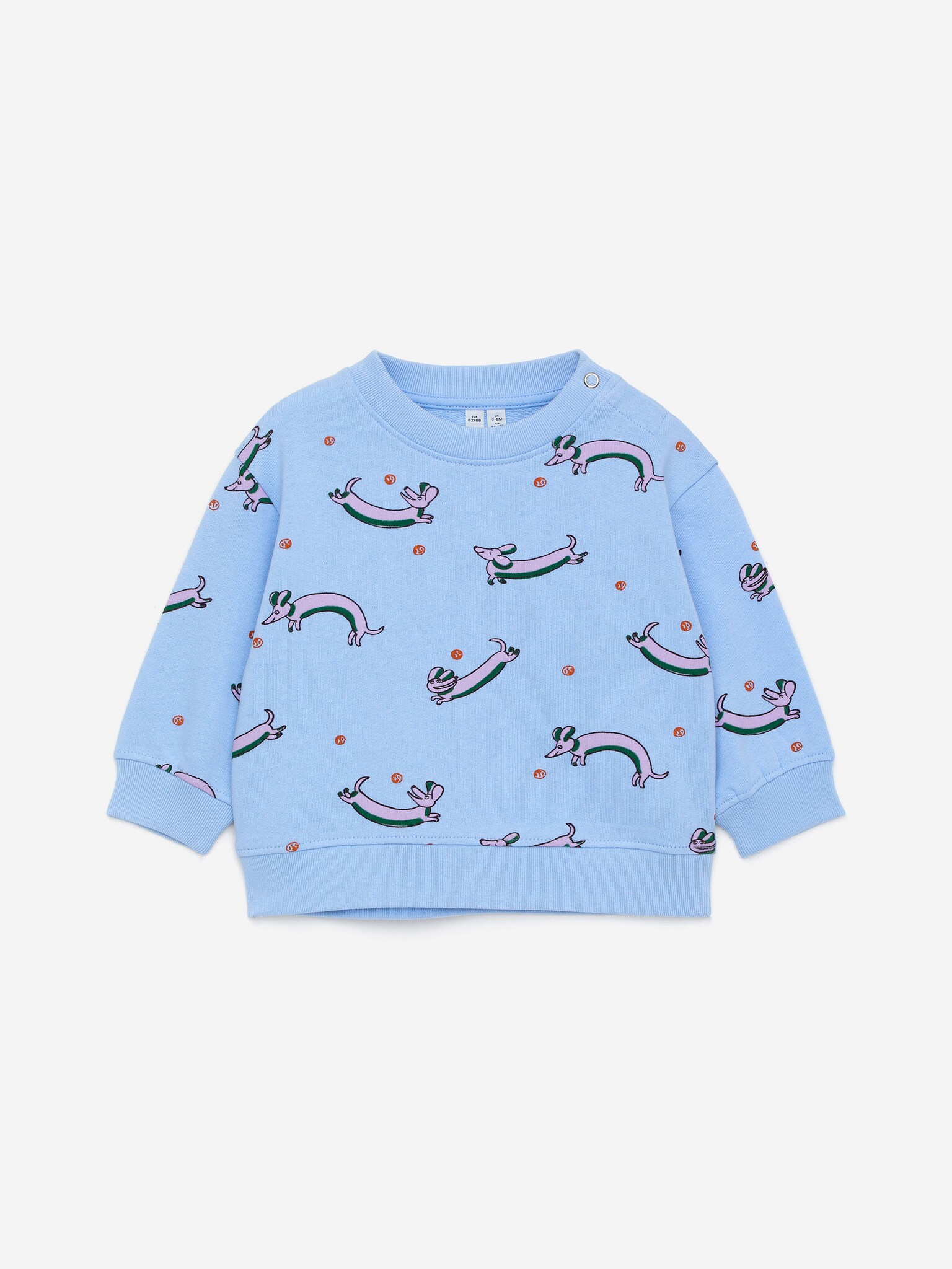 Sweat en coton - Bleu clair/Chiens/Blanc cassé/Cœurs - 1