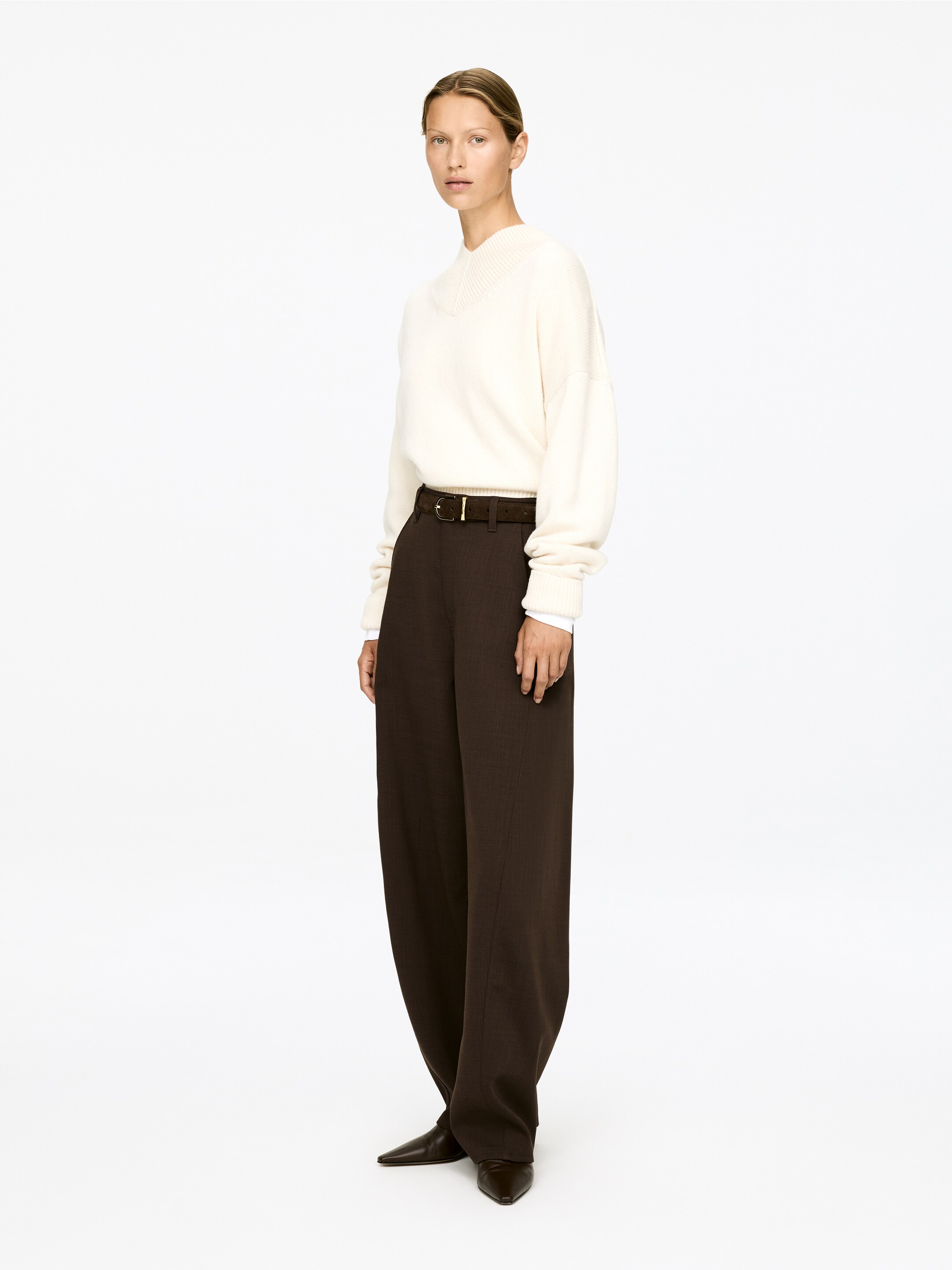 View larger image: Barrel-Leg Trousers - Dark Brown - Ladies | H&M GB 2