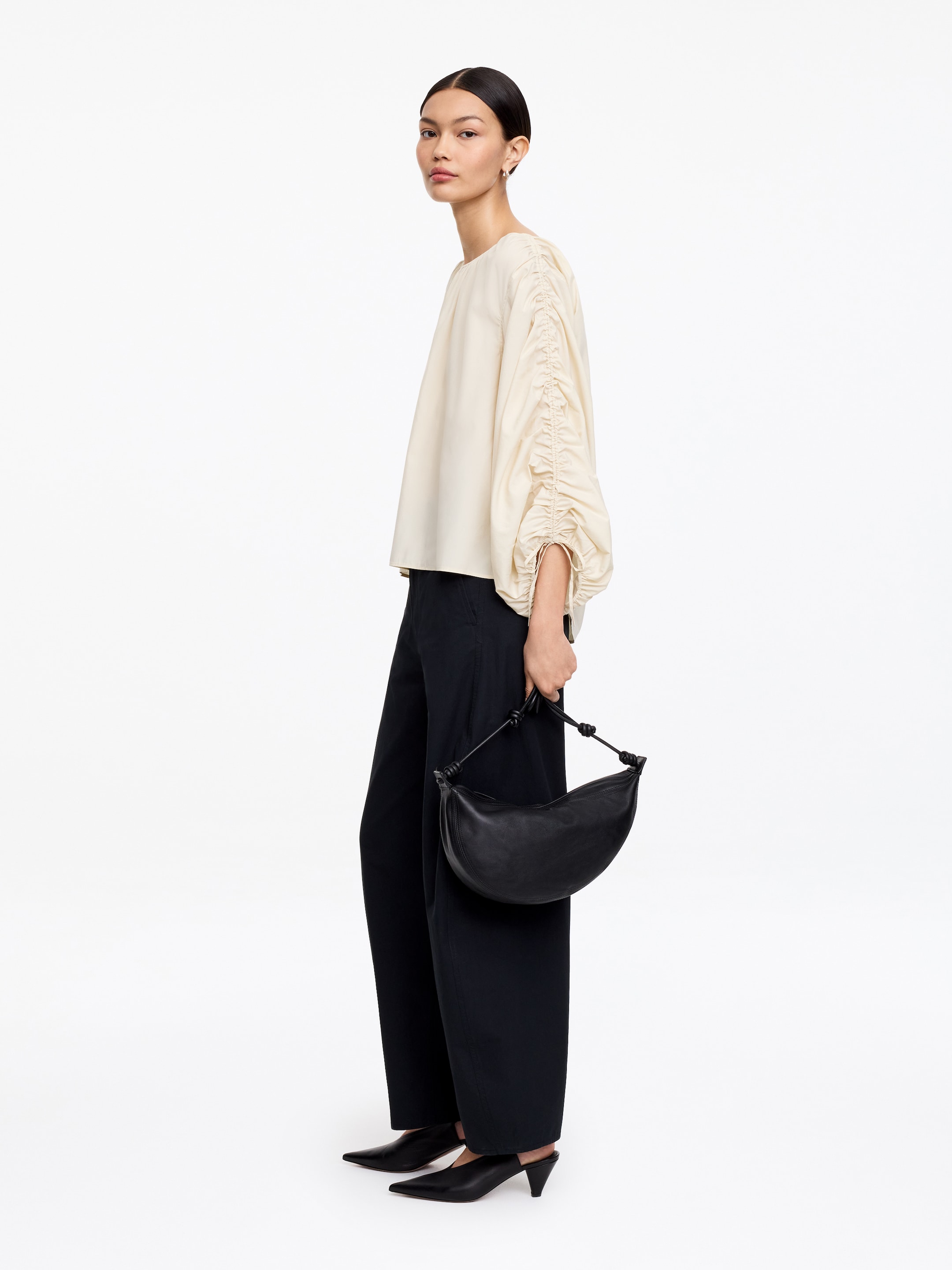Blusa arricciata - Beige - Loose fit - Women - StillMedia/Lookbook - 5
