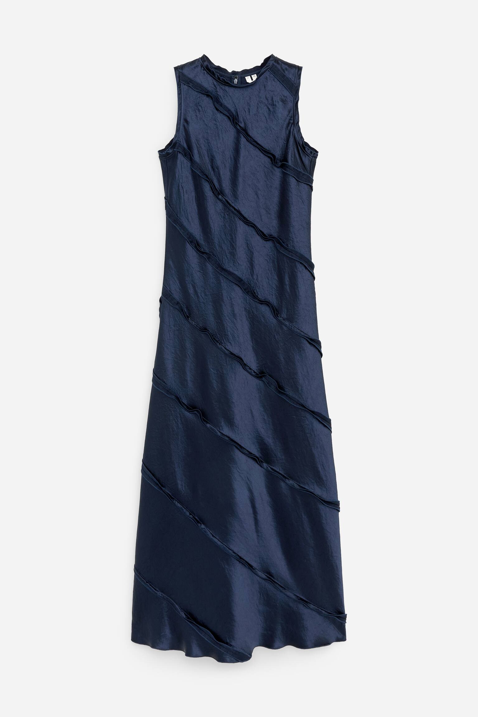 Klänning i satin - Mörkblå/Off-white - 2