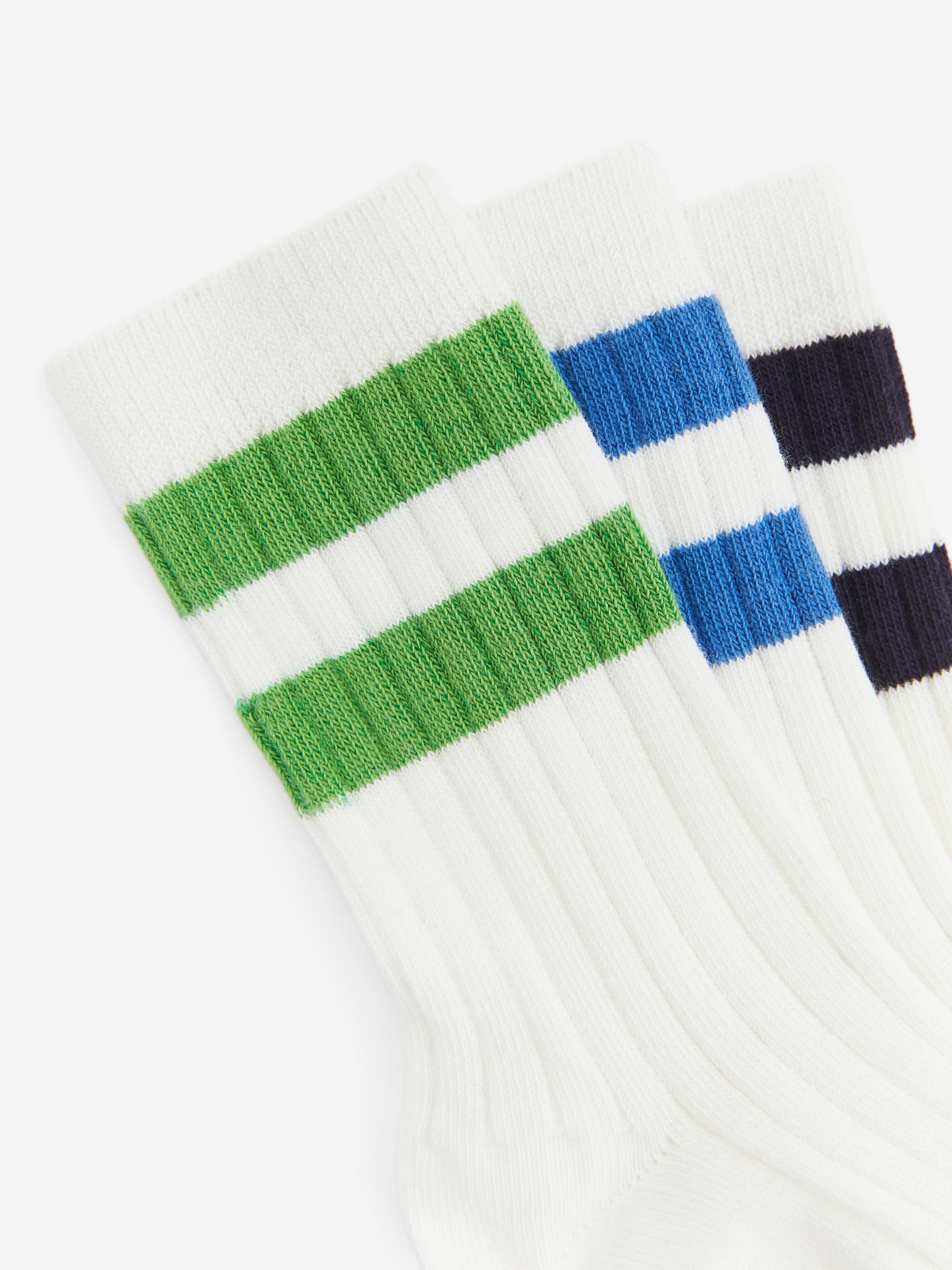 Rib Knit Socks Set of 3 - White/Green/Blue - children - StillMedia/DescriptiveDetail - 6