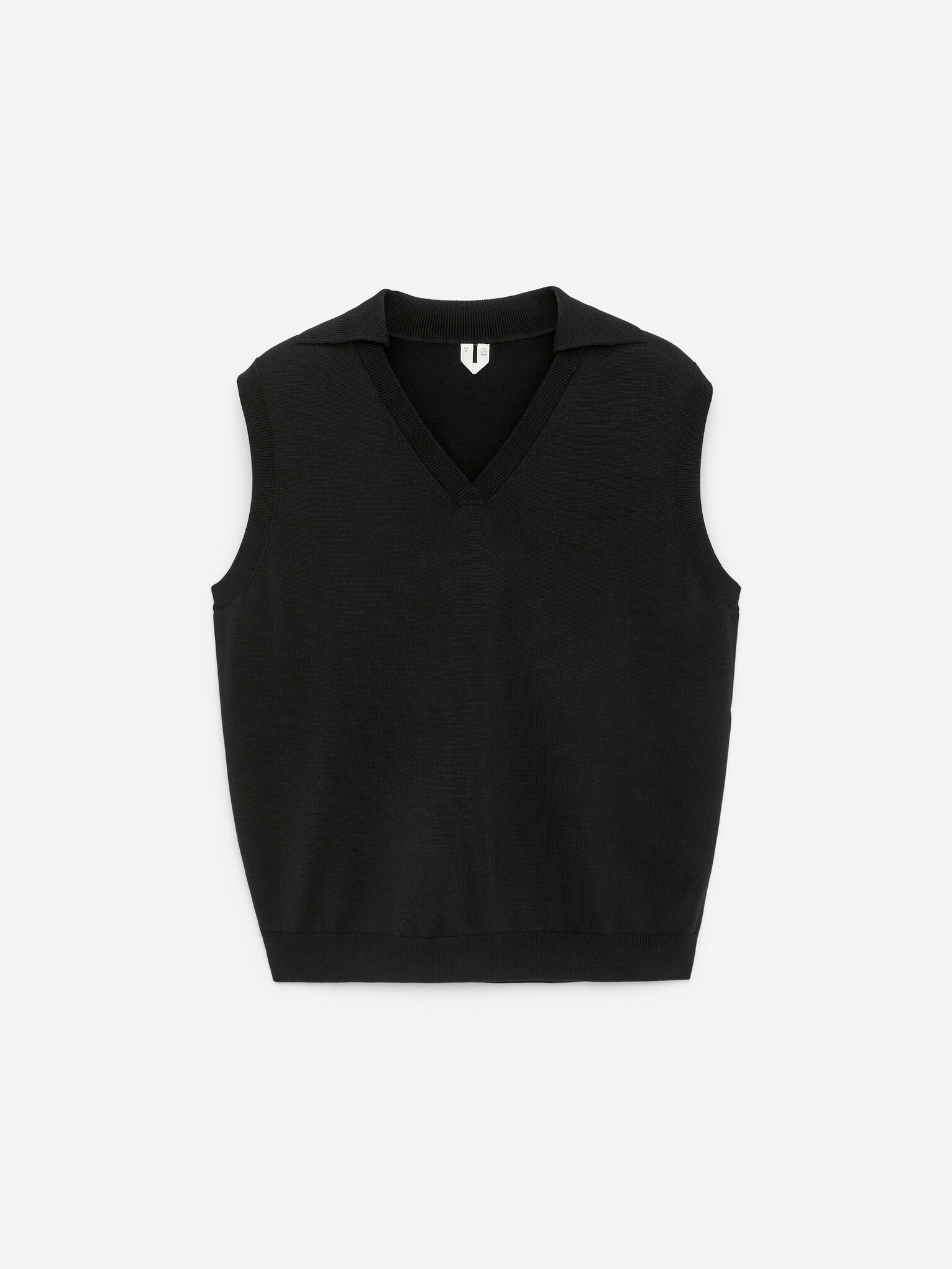 Knitted V-Neck Vest - Black