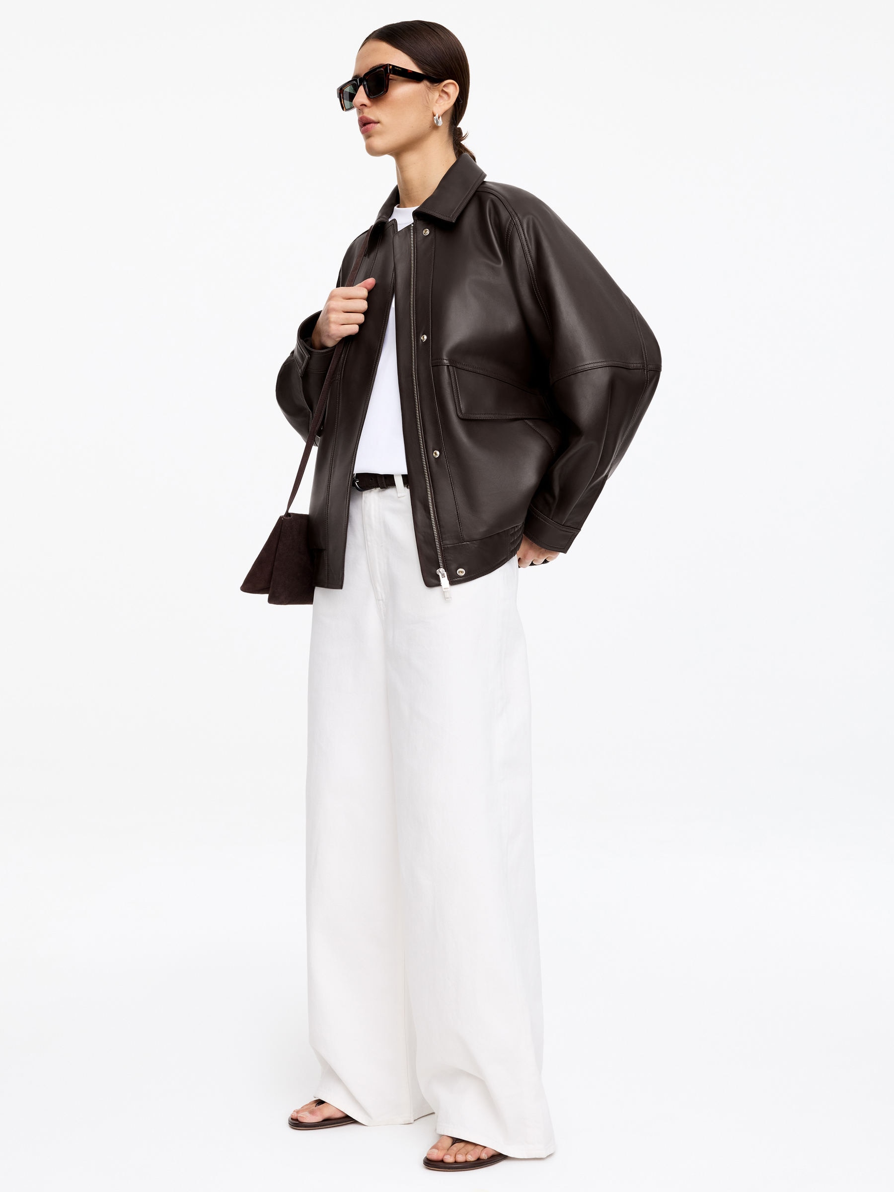 Relaxed Leather Jacket - Brown - Relaxed fit - Women - StillMedia/Lookbook - 6