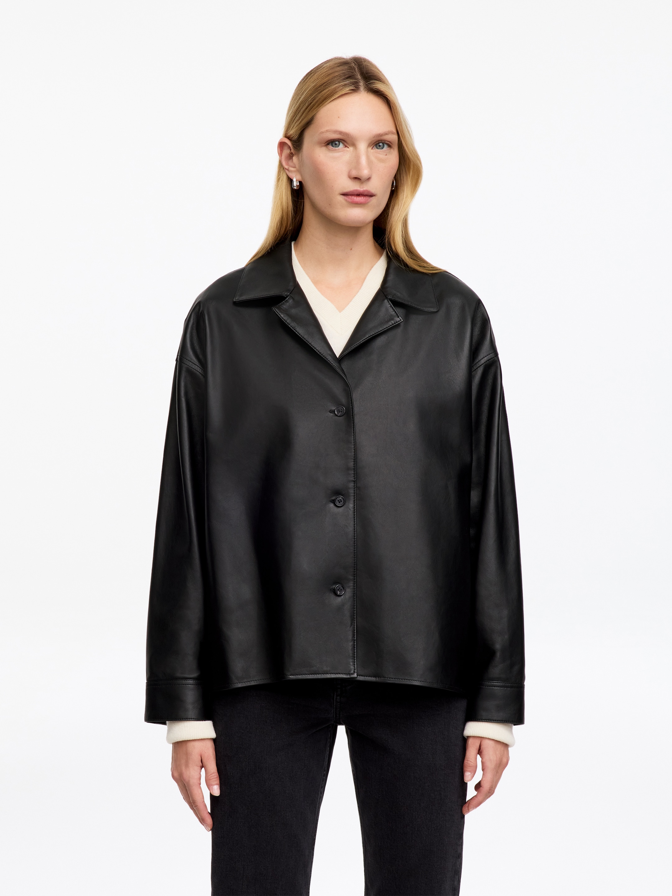 Leather Shirt-Black-20320