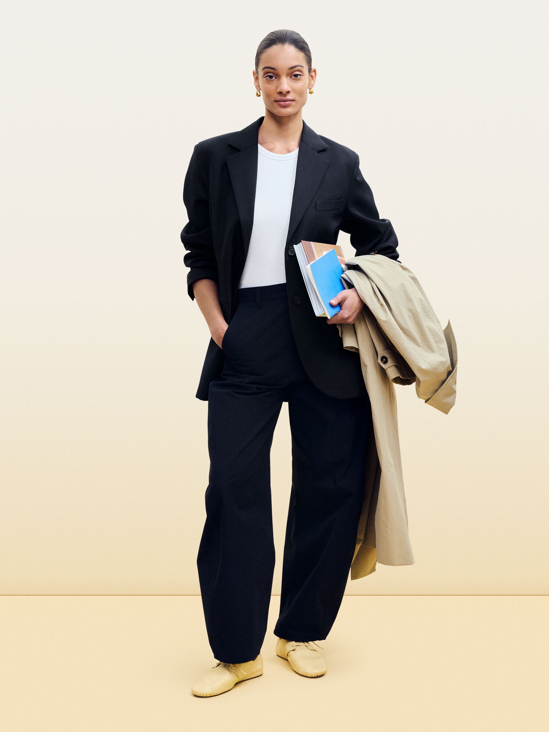 Chaussures à lacets en cuir souple - Jaune poudré - Femme - StillMedia/Environmental - 1