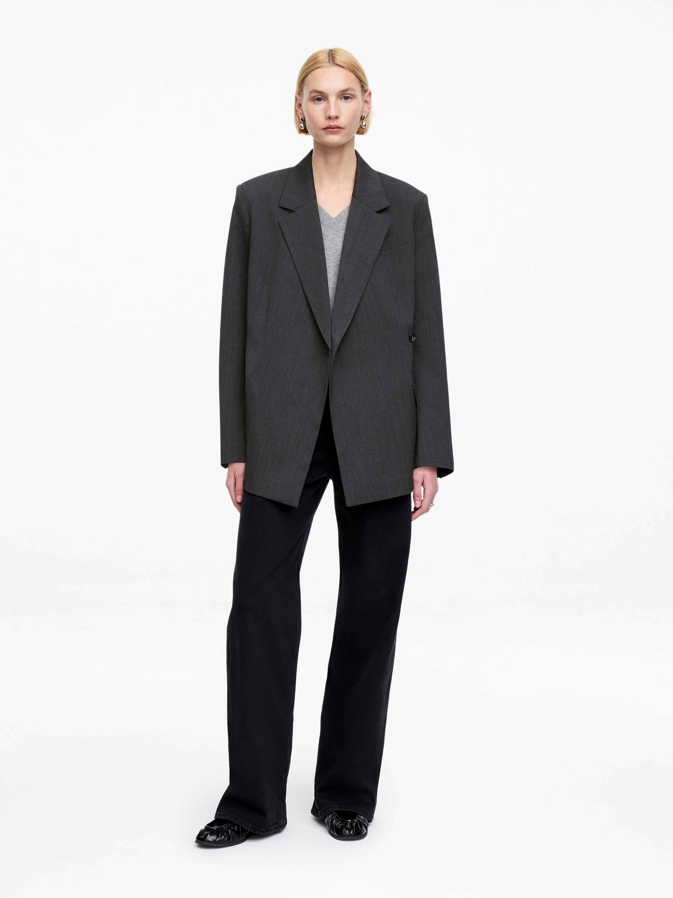 Wool-Blend Wrap Blazer-#383a3a-16924
