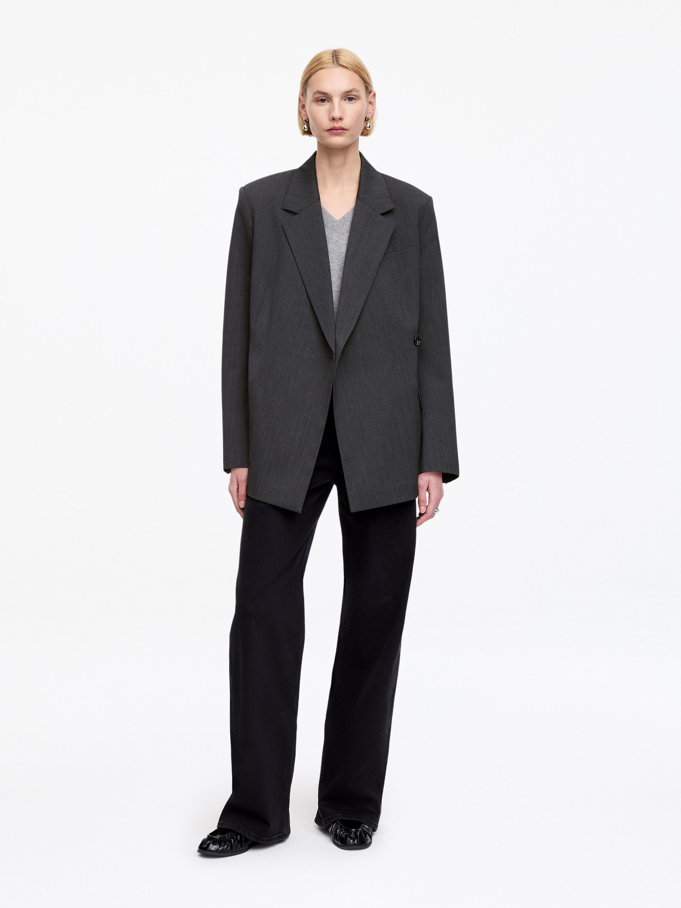 Wool-Blend Wrap Blazer