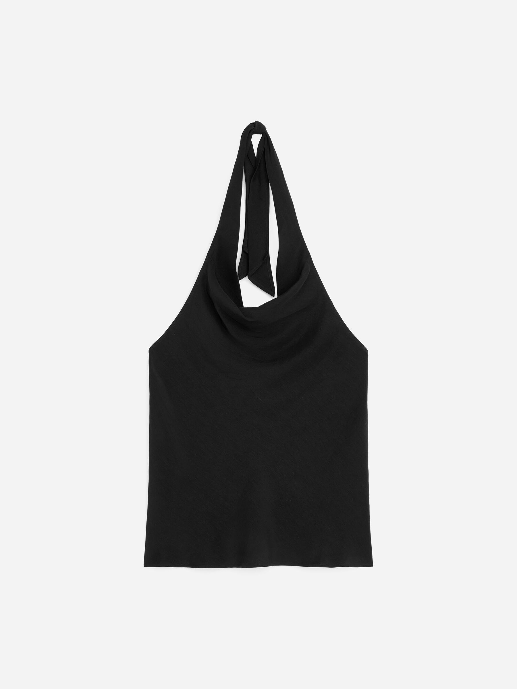 Linen Blend Halterneck Top-#272627-19239