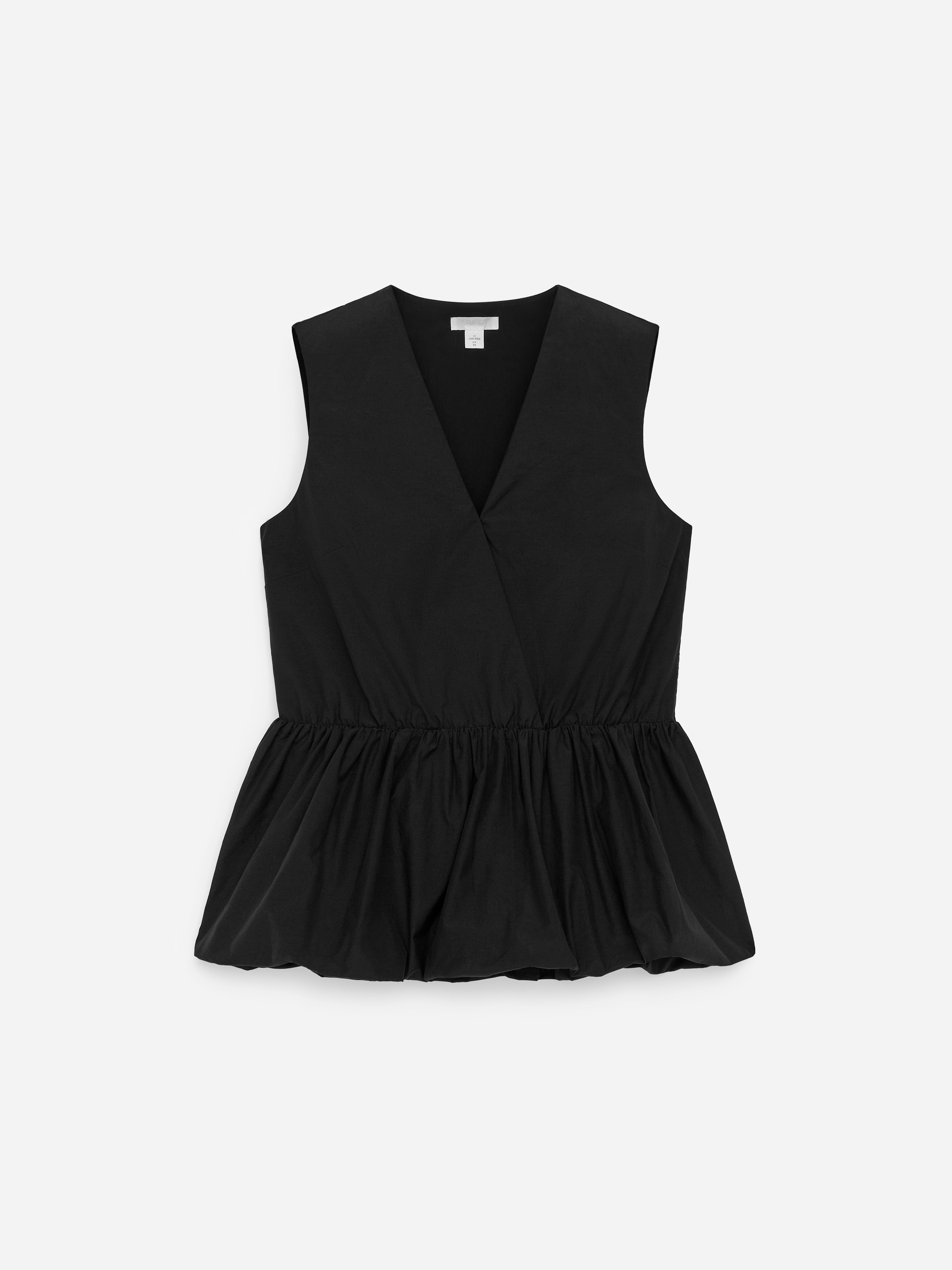 Top in taffetà con baschina - Nero/Rosa