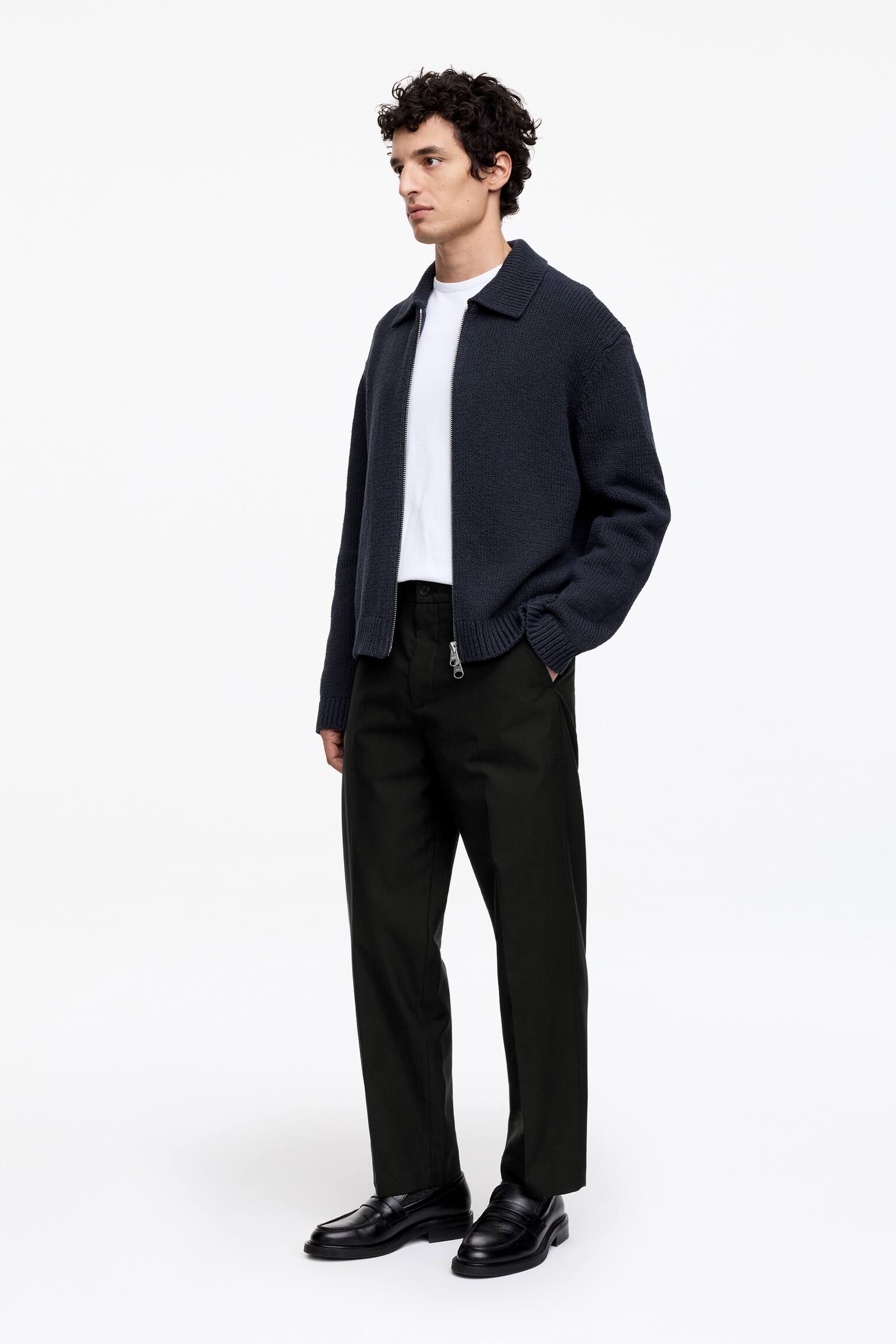 Pantalon en laine mélangée - Noir/Marron - 7