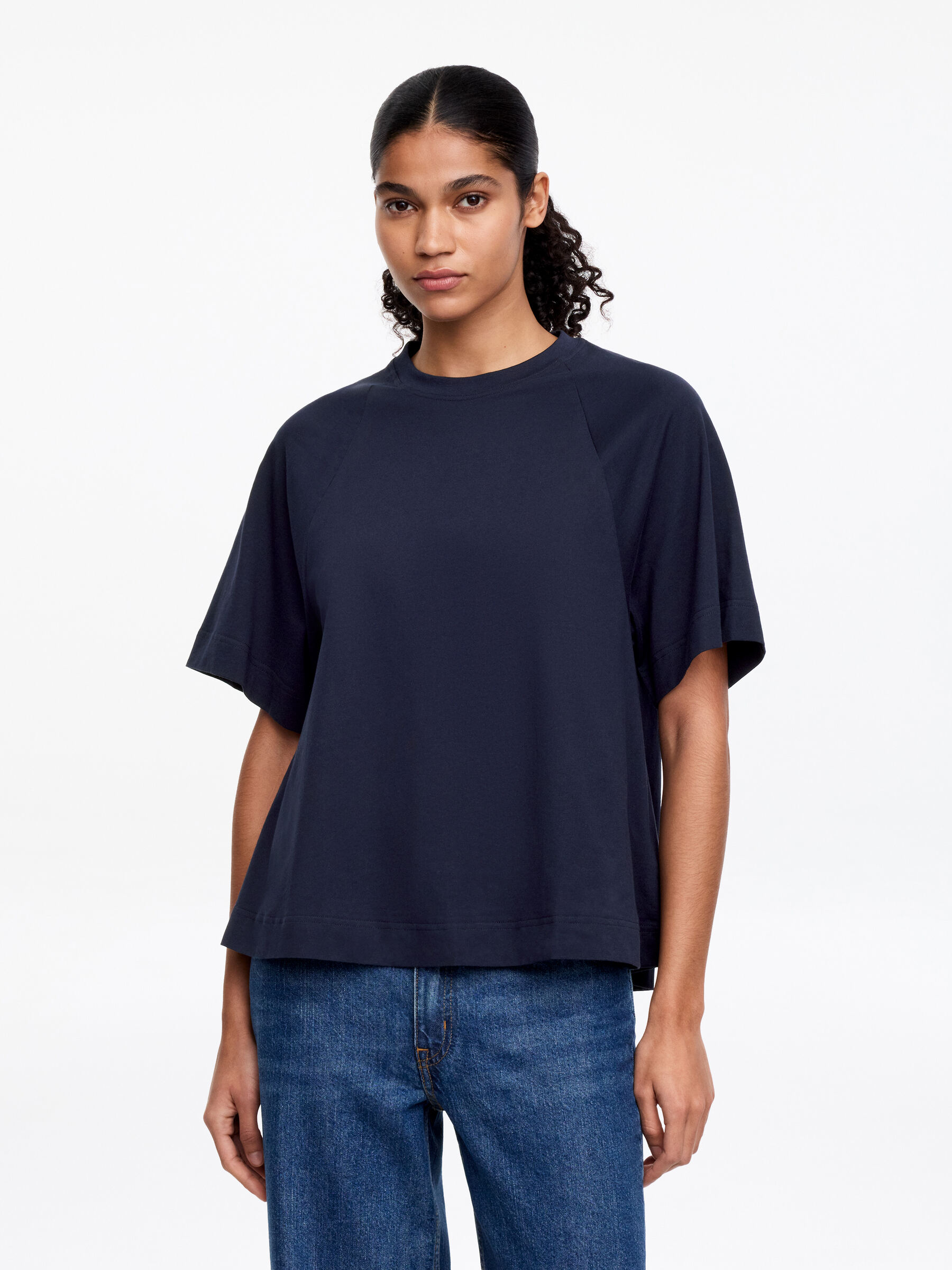 A-Line Cotton T-Shirt-#0A041F-19278
