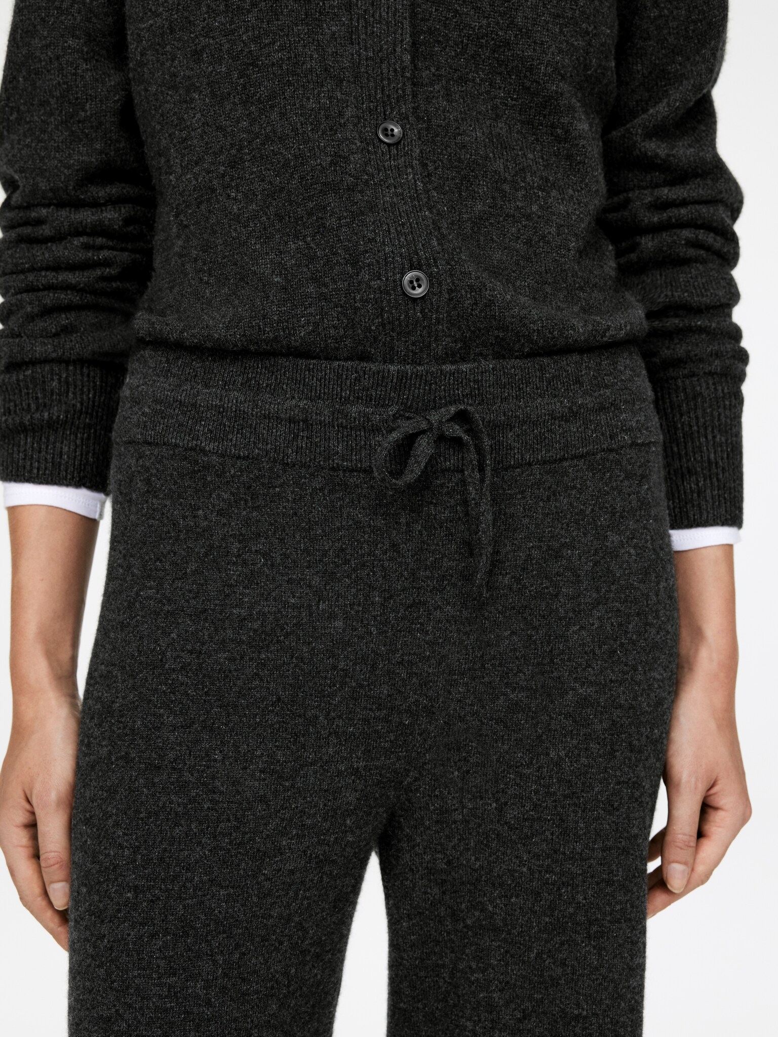 Pantalon en pur cachemire - Gris foncé/Beige chiné - 4