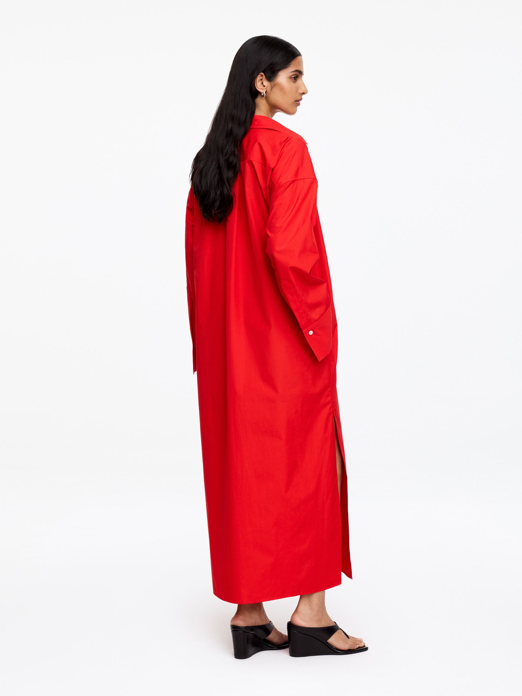 Robe-chemise en coton - Rouge - Regular fit - Femme - StillMedia/Lookbook - 4
