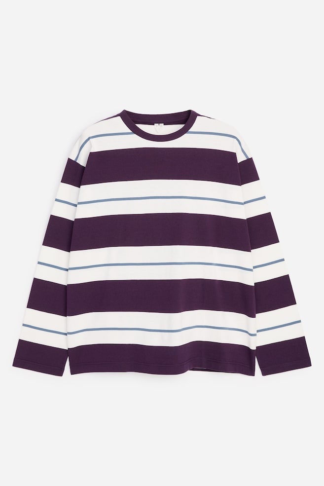 Relaxed Long-Sleeve T-Shirt - Purple/Off White/Off White/Dark Blue/Blue/White - 1