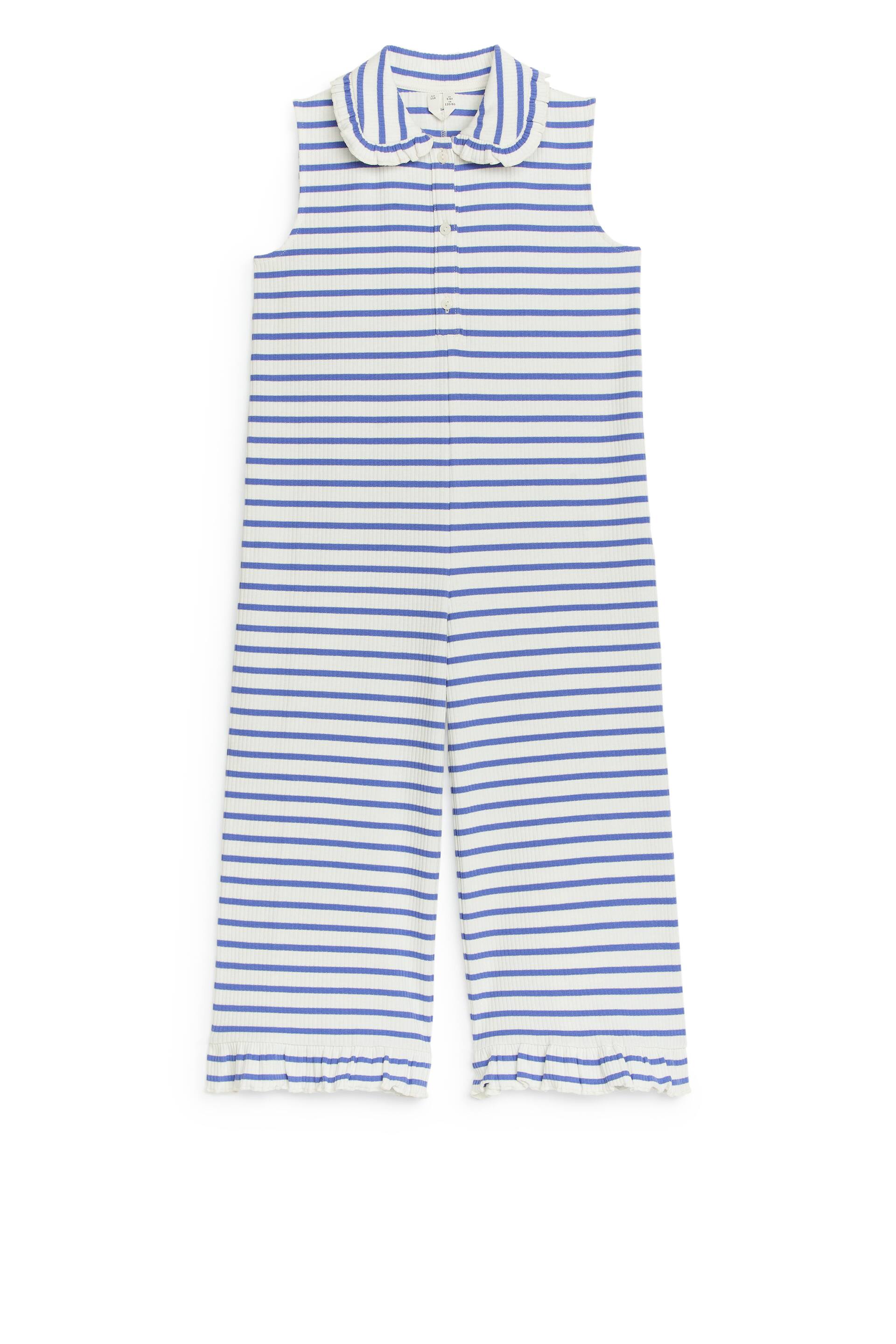 View larger image: Frill-Collar Jumpsuit - Blue/White - Kids | H&M GB 1
